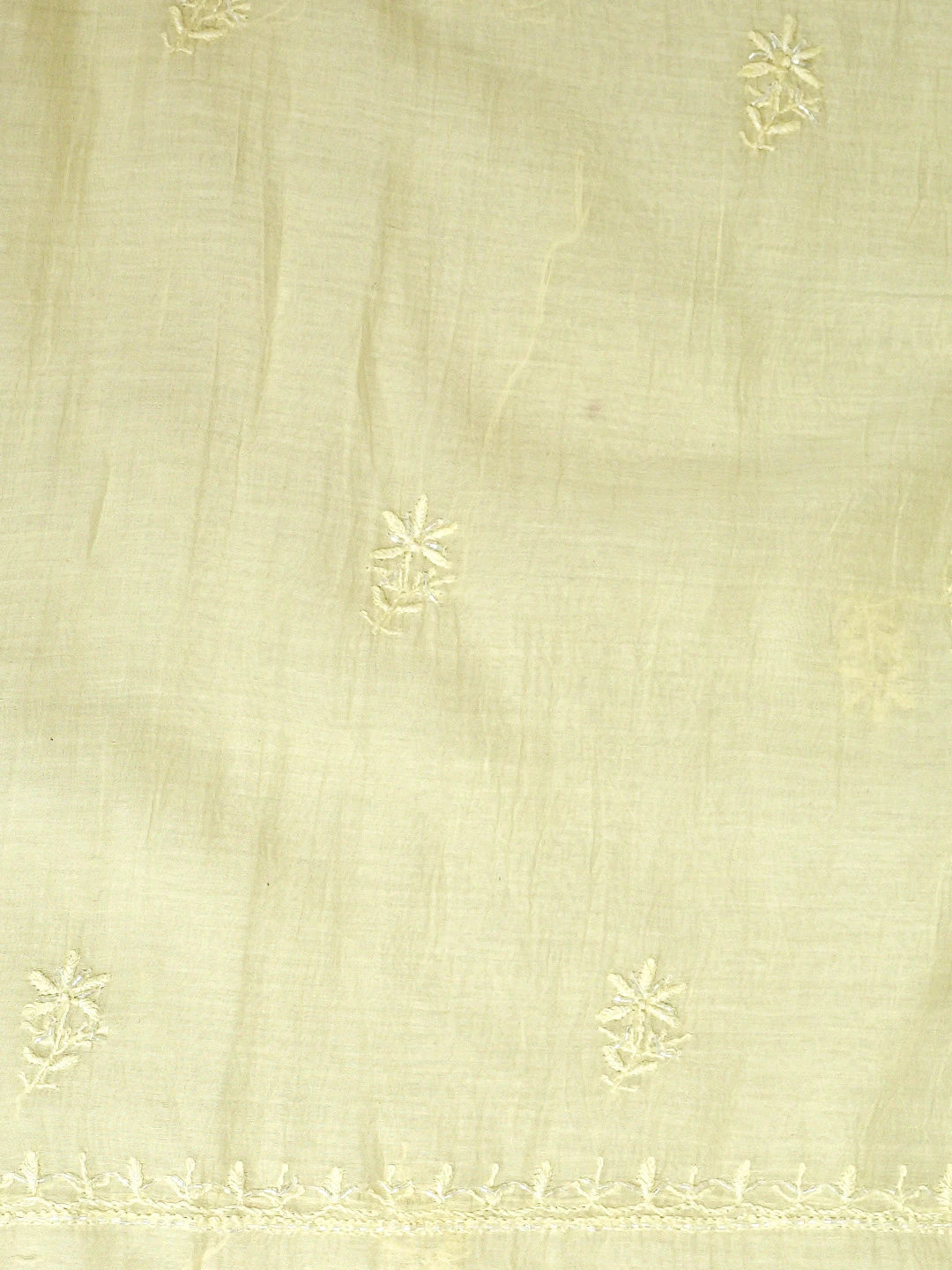 Ada Hand Embroidered Lemon Chanderi Lucknowi Chikankari Unstitched Kurta Dupatta Set With Cutdana Work 01A858778