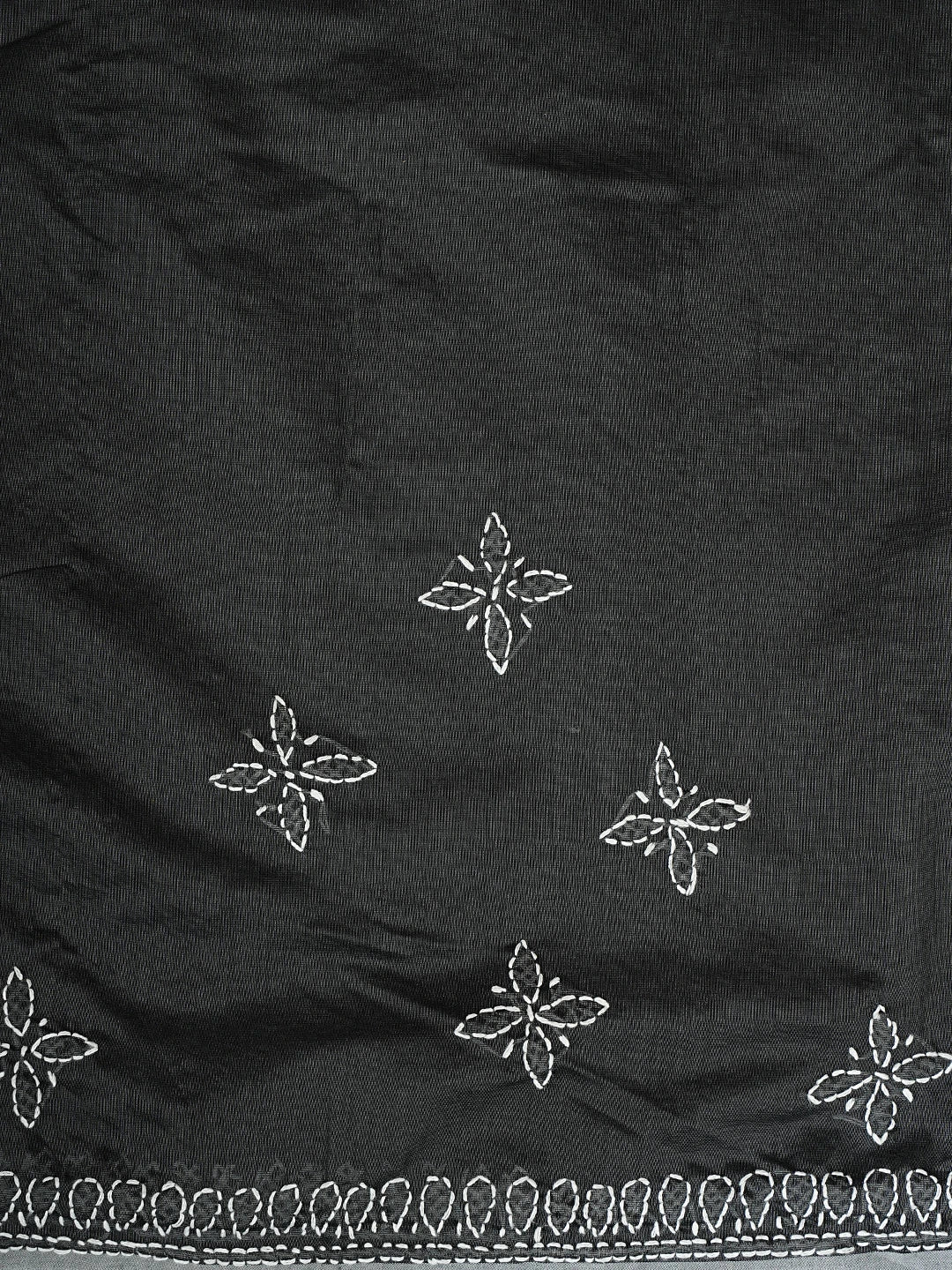 Ada Hand Embroidered Grey Chanderi Lucknowi Chikankari Saree and Blouse 01A926308