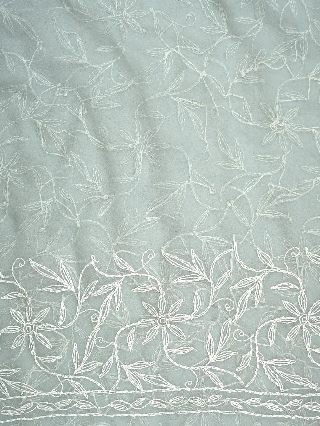 Ada Hand Embroidered Grey Georgette Lucknowi Chikankari Saree With Blouse 01A785118