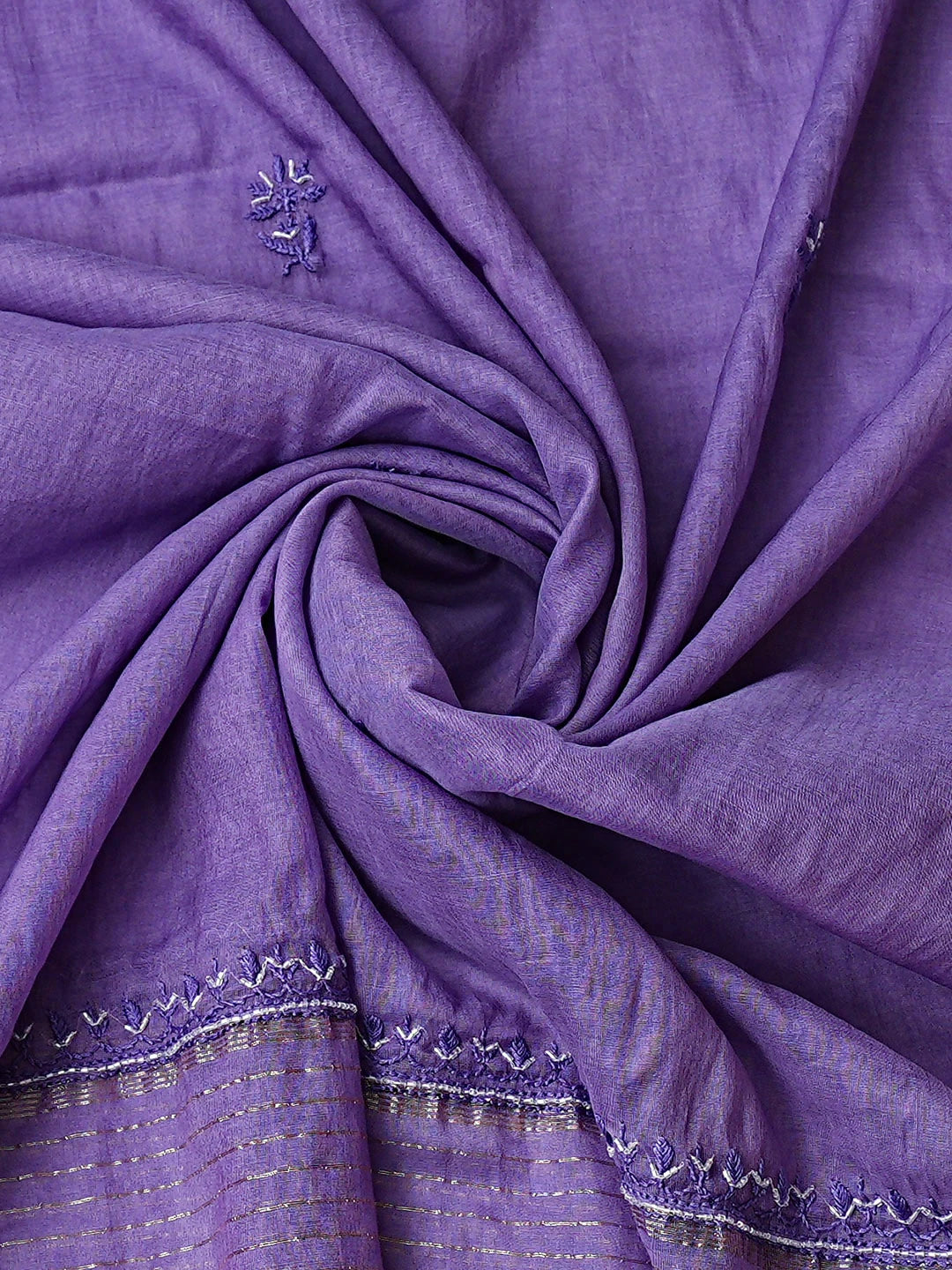 Ada Hand Embroidered Mauve Chanderi Lucknowi Chikankari Unstitched Kurta Dupatta Set with Sequinned Work 01A881370