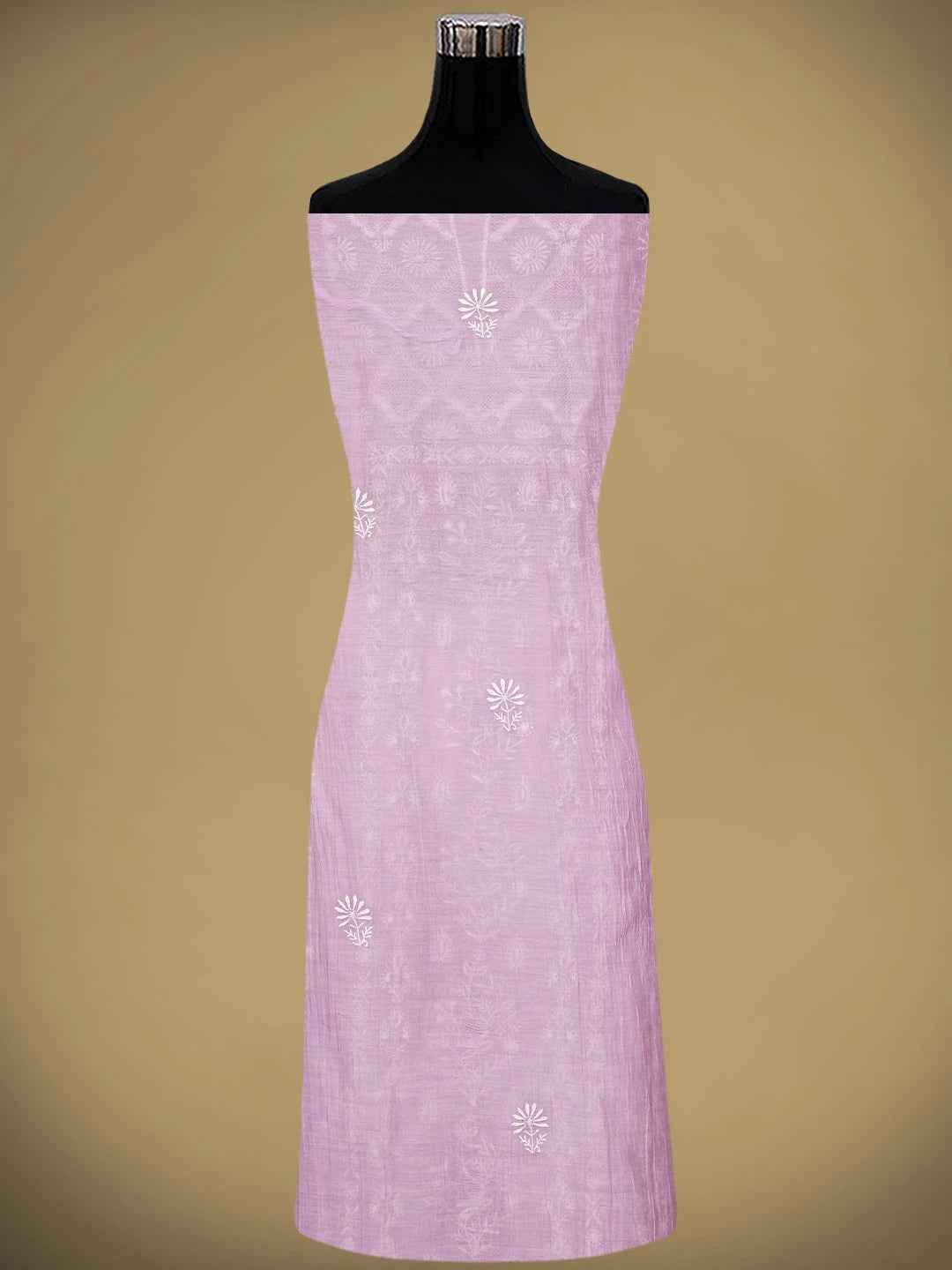 Ada Hand Embroidered Lilac Mauve Chanderi Lucknowi Chikankari Semi-Stitched Kurta Dupatta Set 01A935874