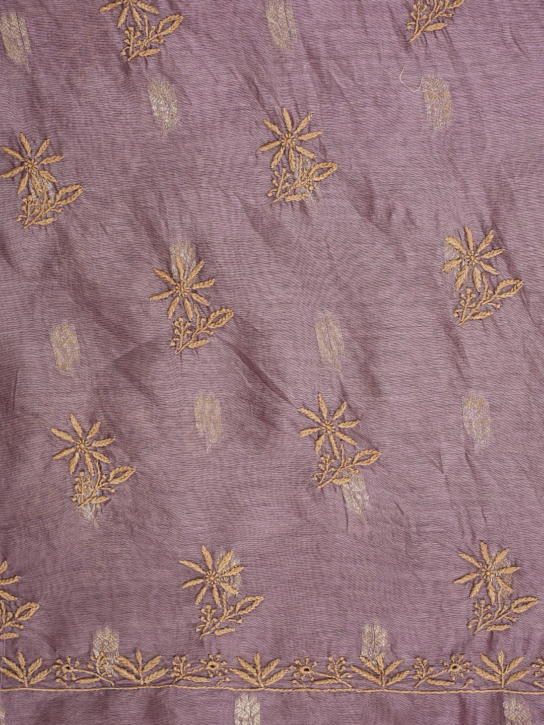 Ada Hand Embroidered Onion Pink Chanderi Lucknowi Chikankari Unstitched Kurta Dupatta Set with Zari  Work 01A936872