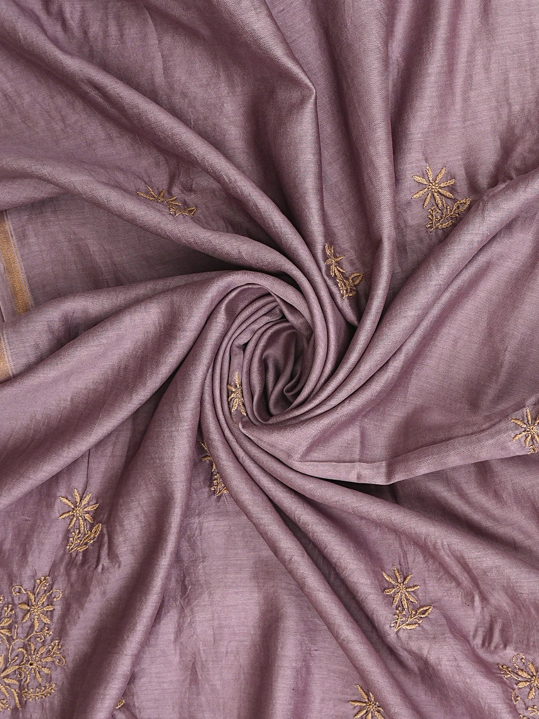 Ada Hand Embroidered Onion Pink Chanderi Lucknowi Chikankari Unstitched Kurta Dupatta Set with Zari  Work 01A936872