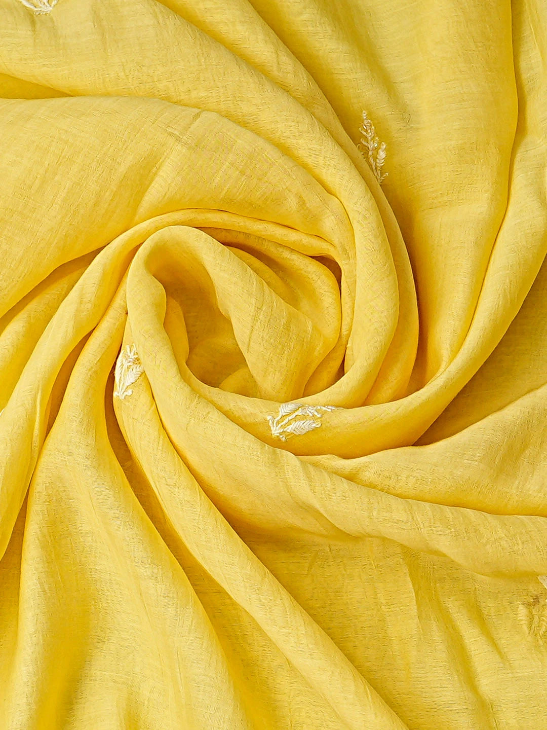 Ada Hand Embroidered Yellow Chanderi Lucknowi Chikankari Unstitched Kurta Dupatta Set with Cutdana Work 01A558265
