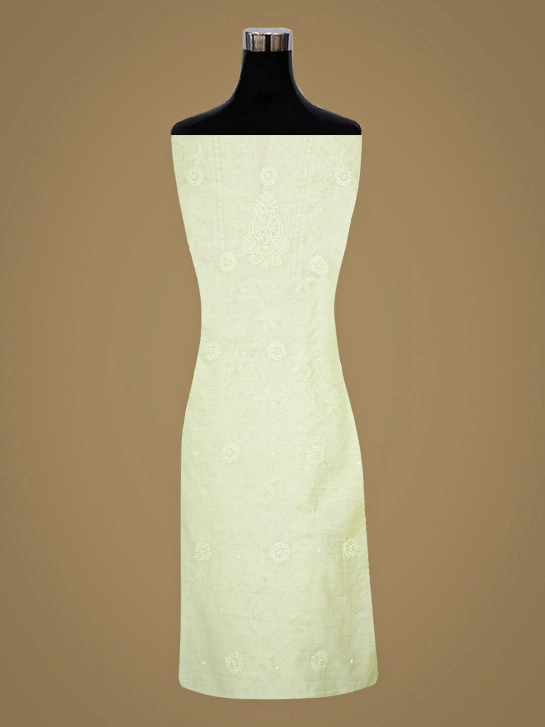Ada Hand Embroidered Green Chanderi Lucknowi Chikankari Unstitched Suit Piece With Cutdana Work 01A937261