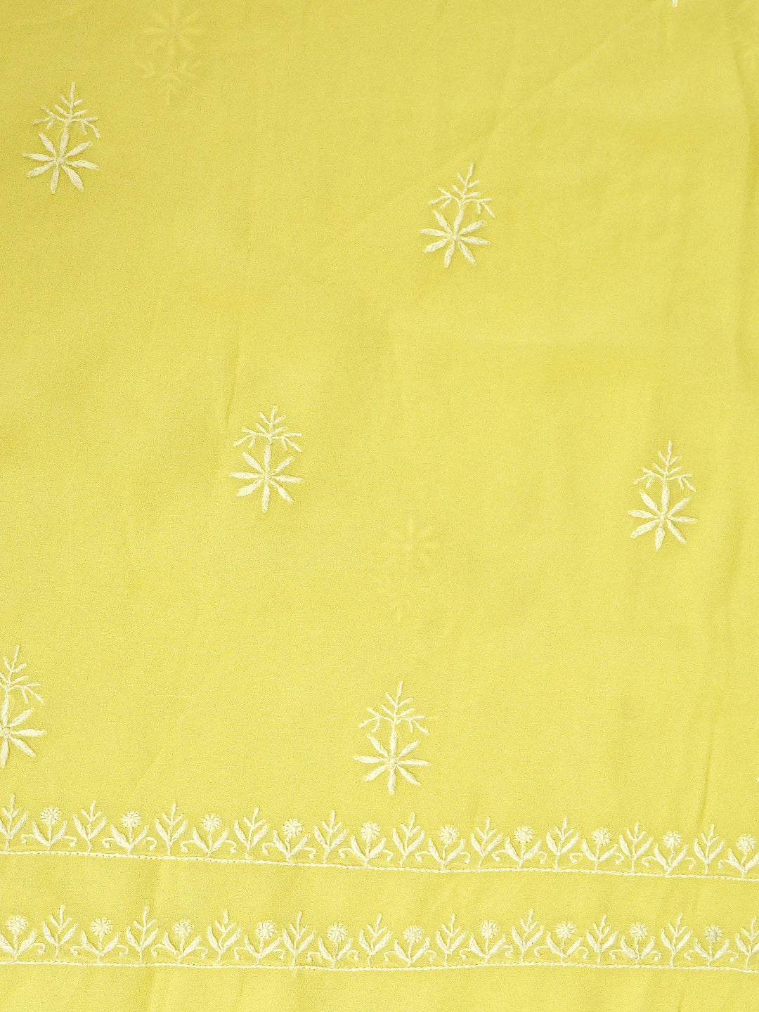 Ada Hand Embroidered Lemon Viscose Georgette Lucknowi Chikankari Unstitched Kurta Dupatta Set 01A887976