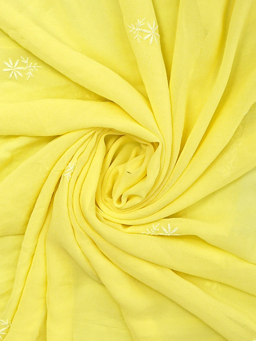 Ada Hand Embroidered Lemon Viscose Georgette Lucknowi Chikankari Unstitched Kurta Dupatta Set 01A887976