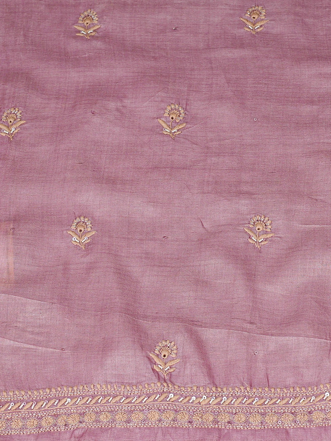 Ada Hand Embroidered Dusty Pink Silk Lucknowi Chikankari Unstitched Suit Piece With Sequinned Work 01A907225