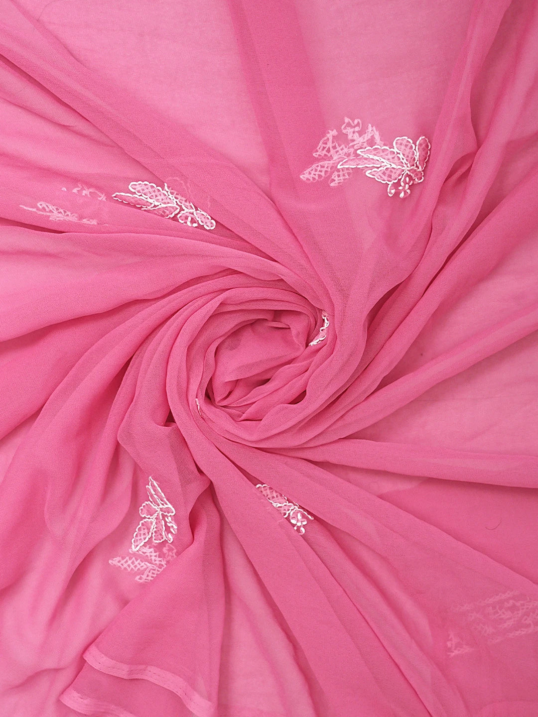 Ada Hand Embroidered Magenta Georgette Lucknowi Chikankari Unstitched Suit Piece 01A905884
