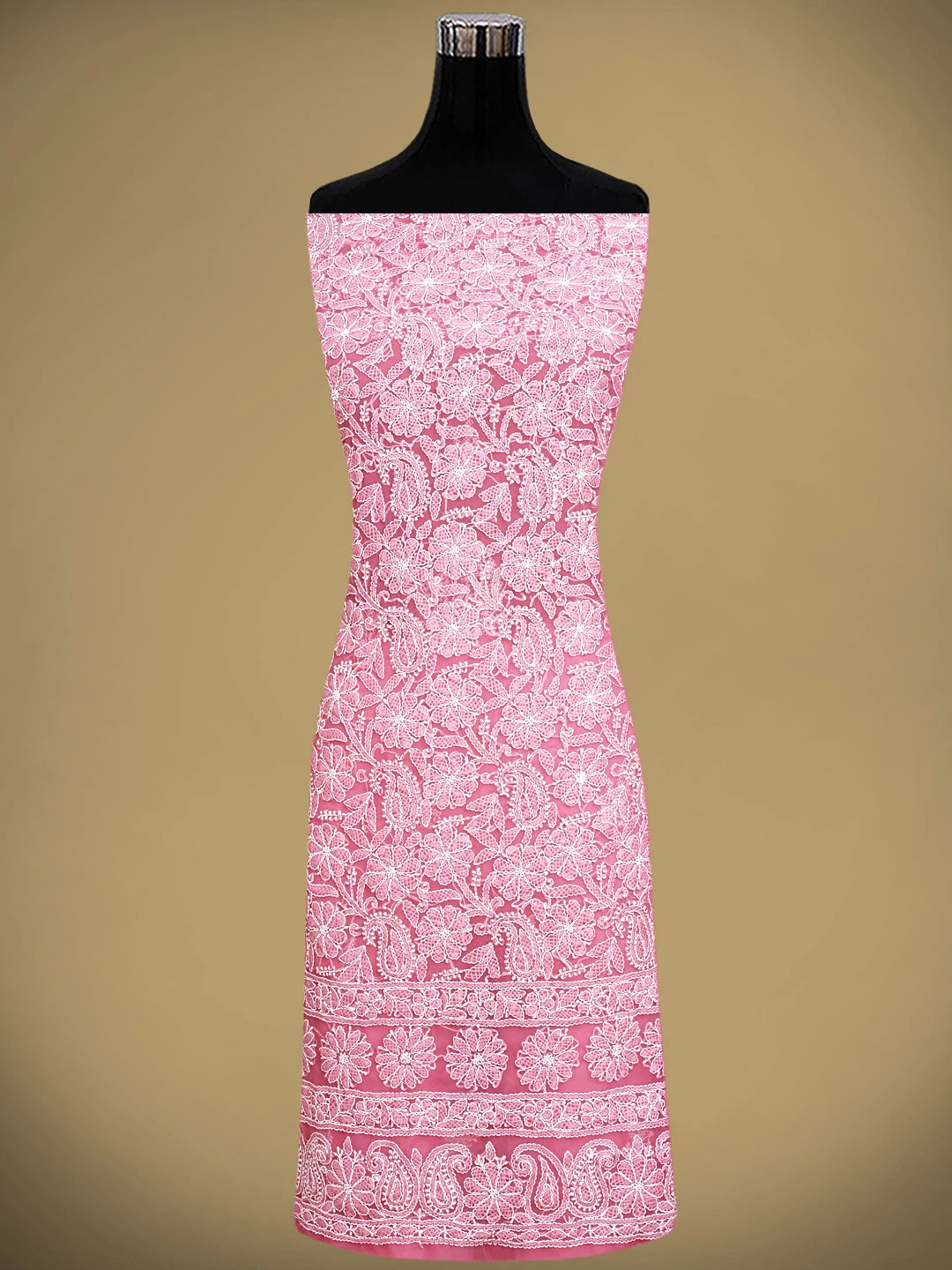 Ada Hand Embroidered Magenta Georgette Lucknowi Chikankari Unstitched Suit Piece 01A905884