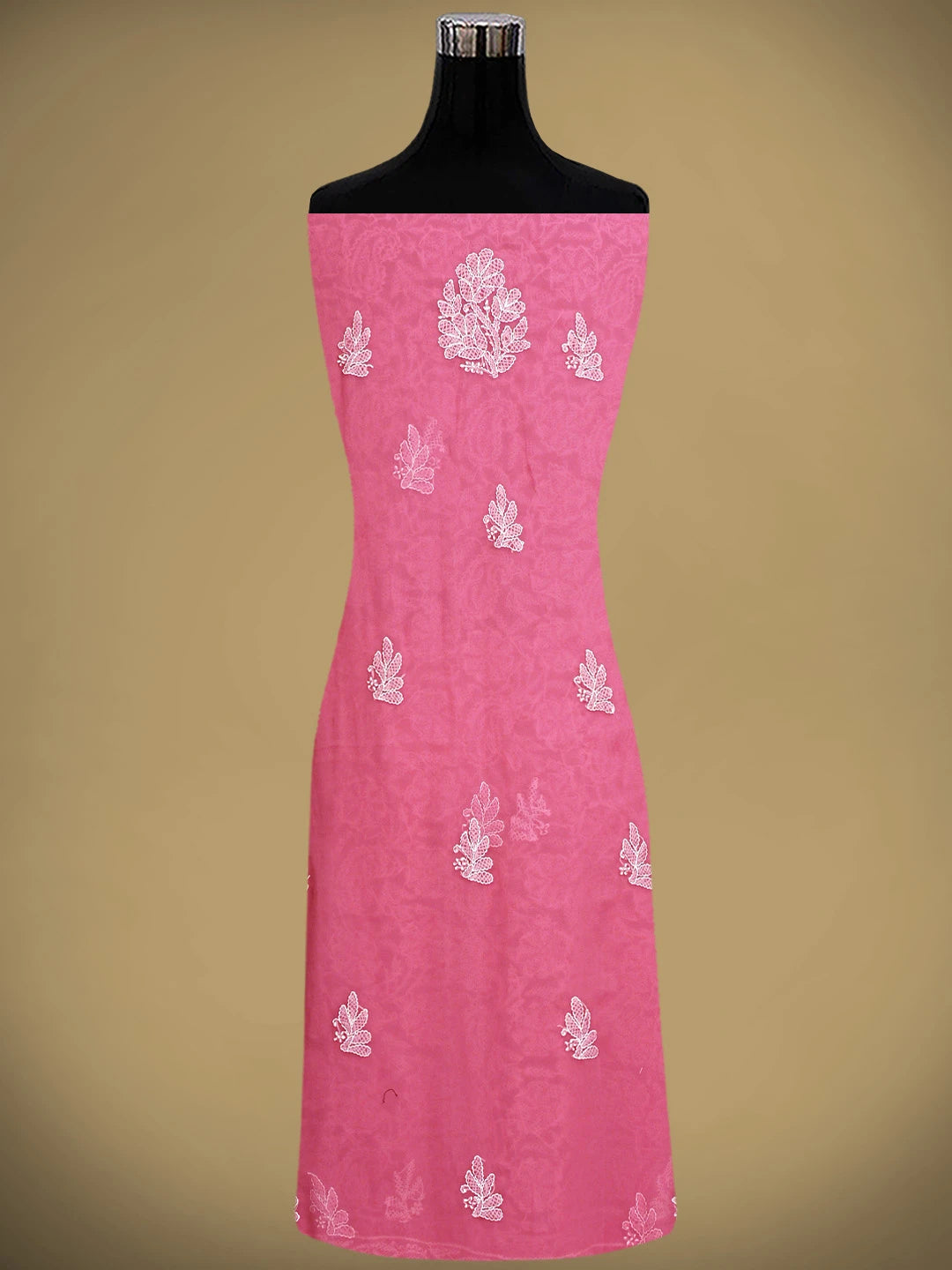 Ada Hand Embroidered Magenta Georgette Lucknowi Chikankari Unstitched Suit Piece 01A905884
