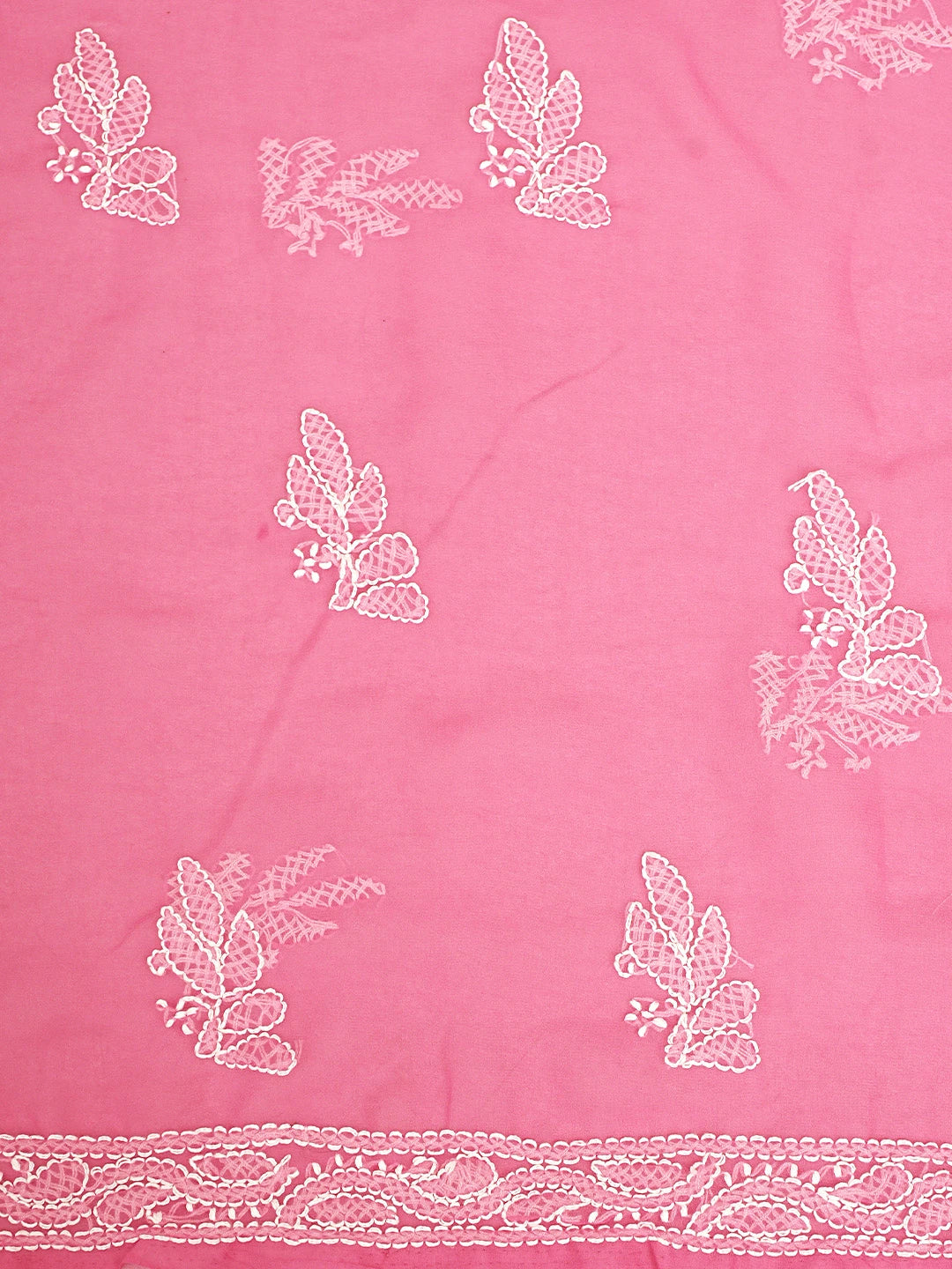 Ada Hand Embroidered Magenta Georgette Lucknowi Chikankari Unstitched Suit Piece 01A905884