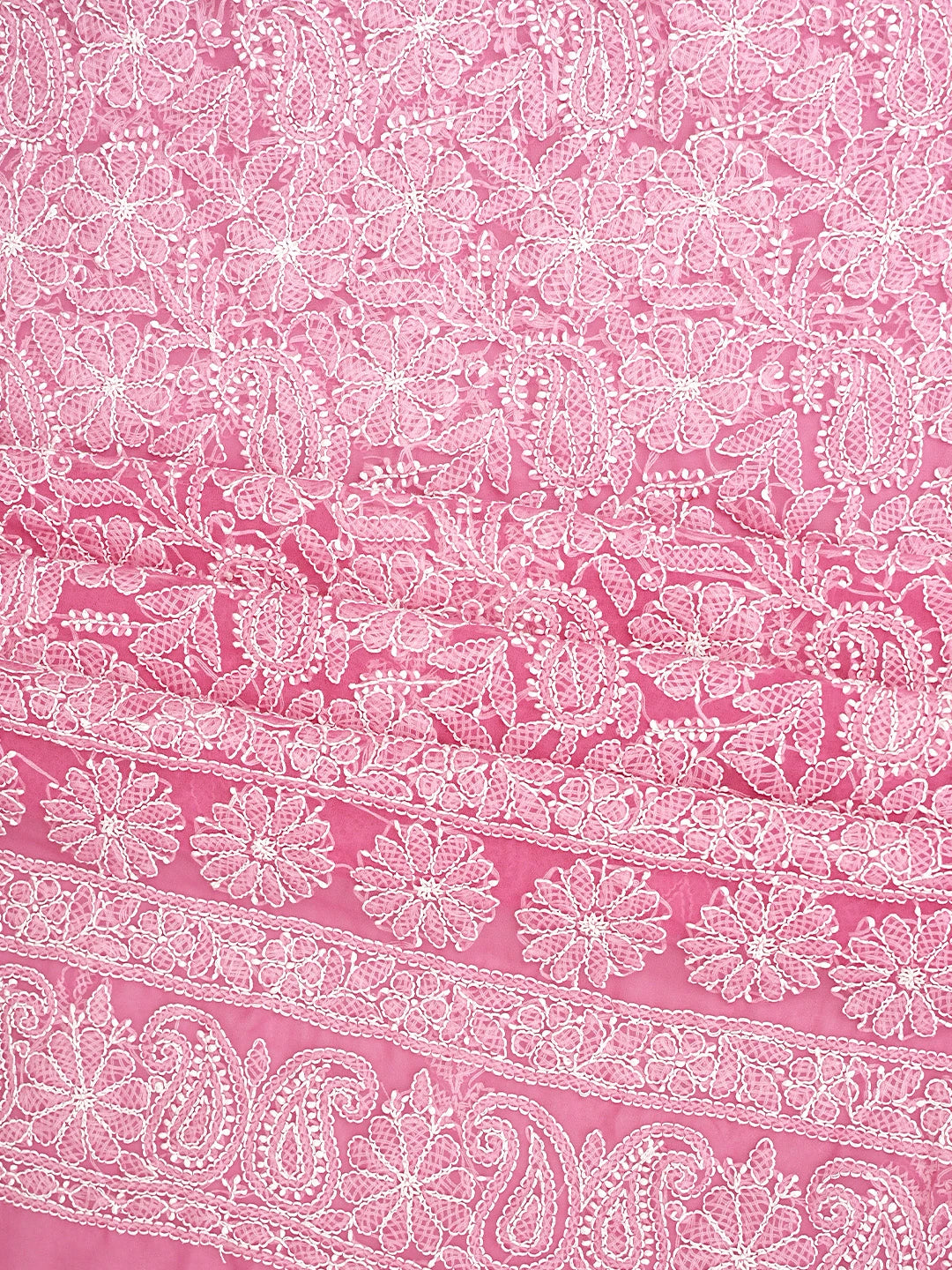 Ada Hand Embroidered Magenta Georgette Lucknowi Chikankari Unstitched Suit Piece 01A905884