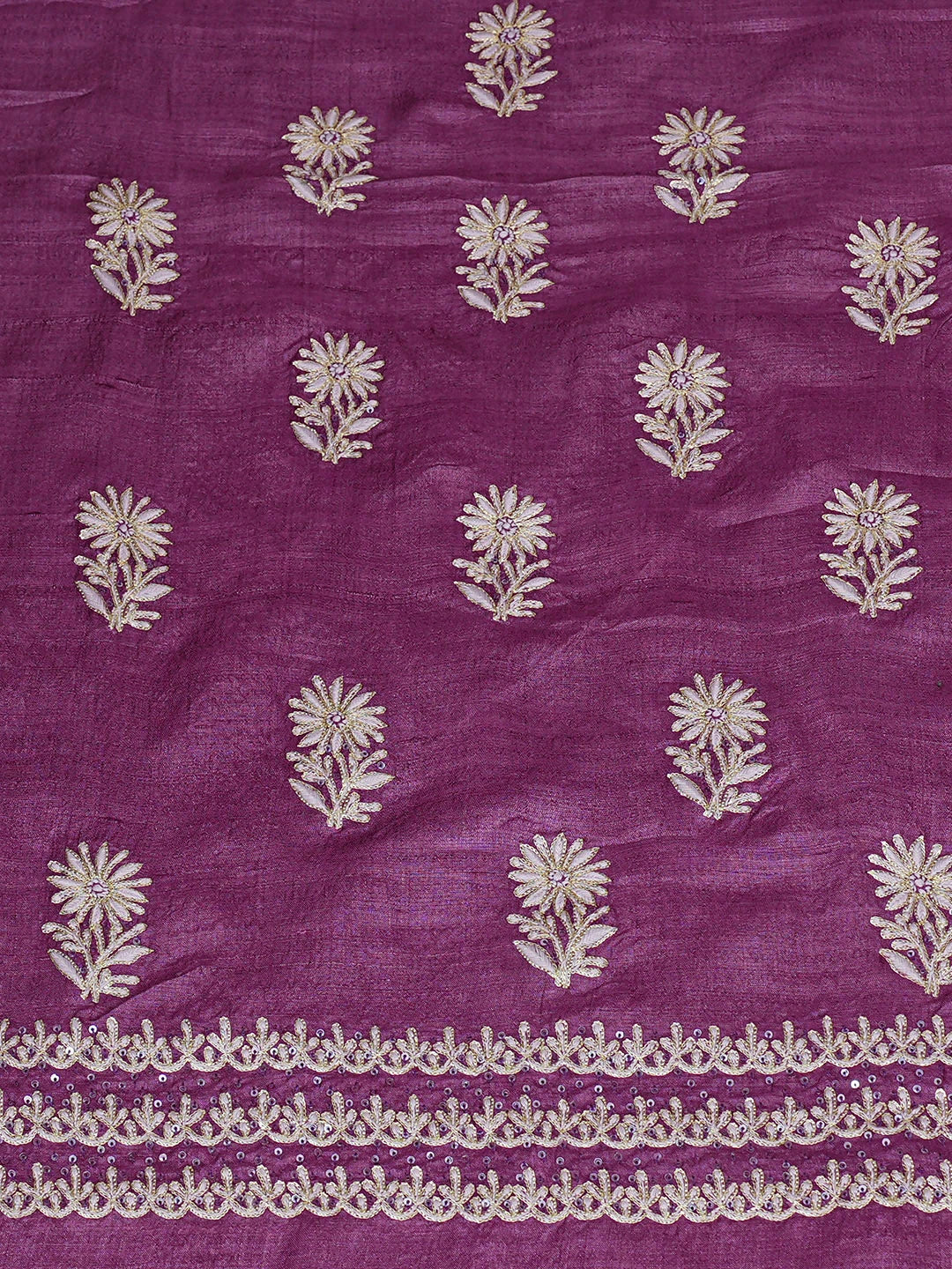 Ada Hand Embroidered Purple Silk Lucknowi Chikankari Unstitched Suit Piece With Zari Taar Work 01A836842