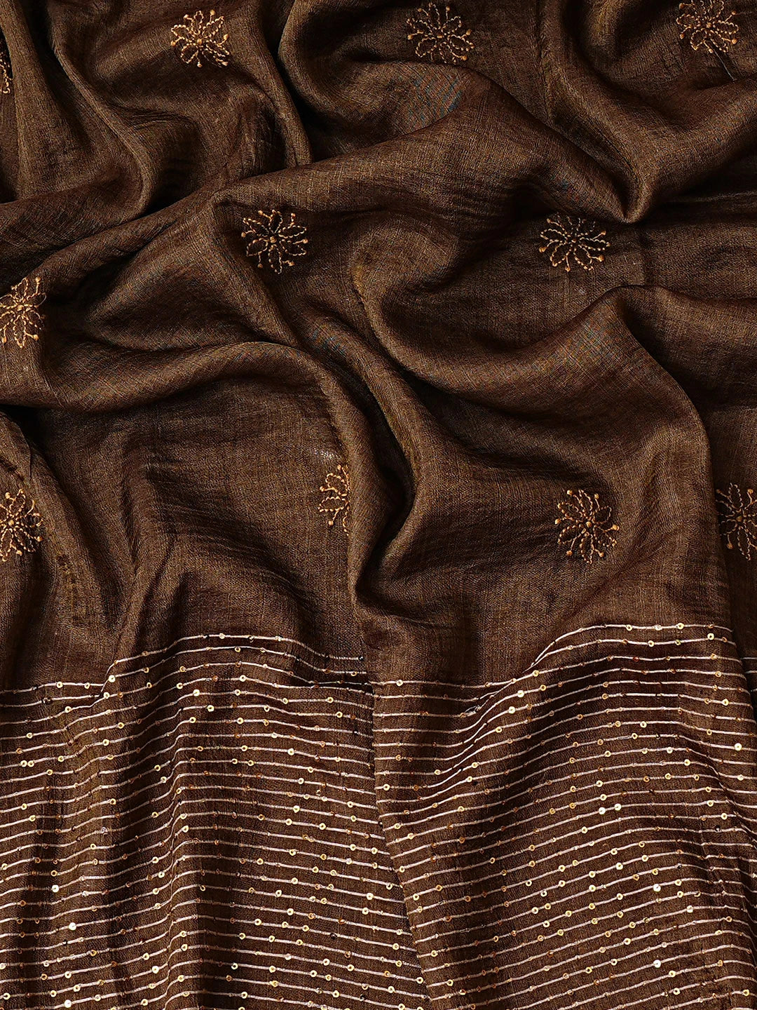 Ada Hand Embroidered Fawn Silk Lucknowi Chikankari Unstitched Suit Piece 01A918326