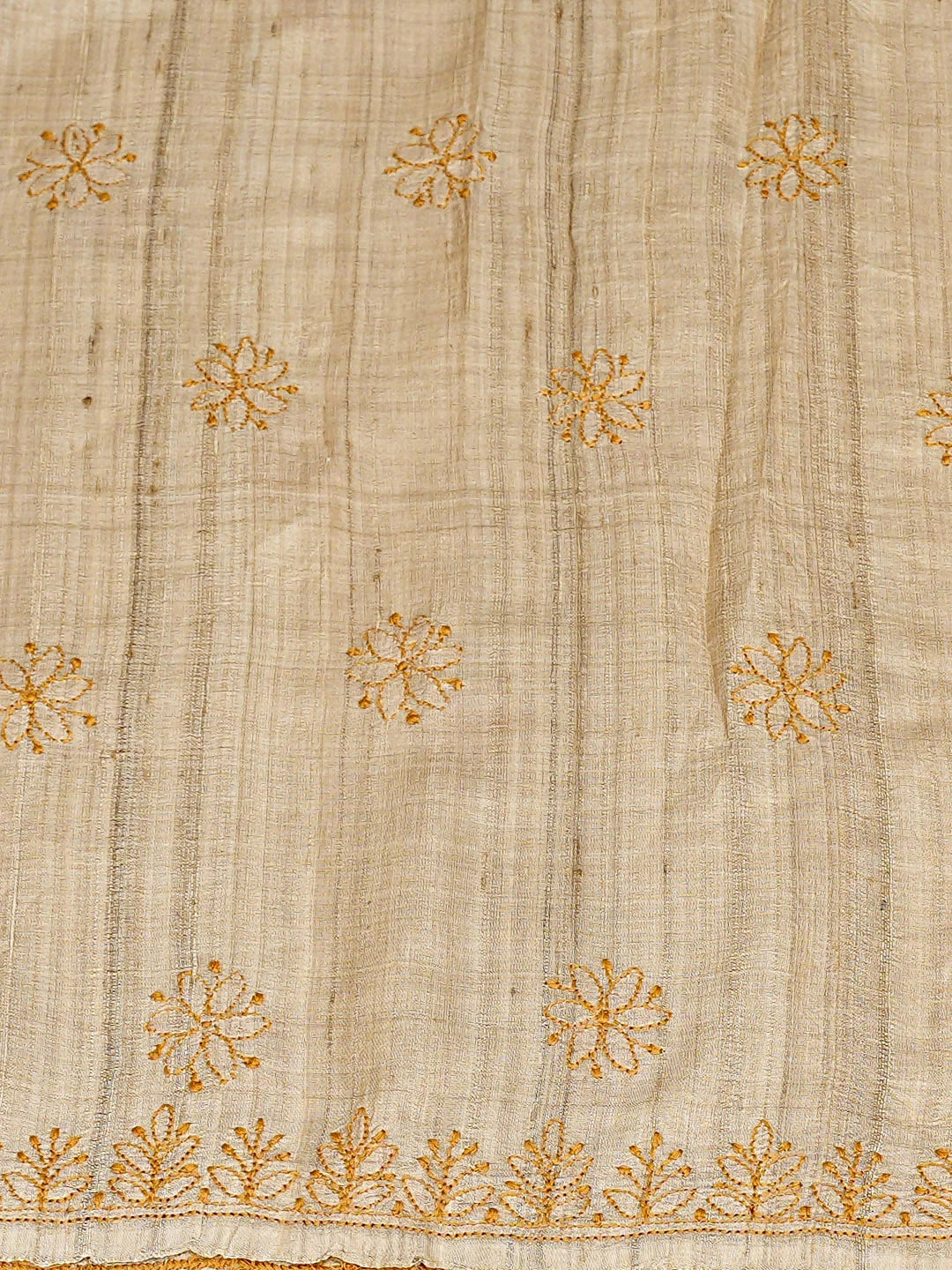 Ada Hand Embroidered Fawn Silk Lucknowi Chikankari Unstitched Suit Piece 01A918326