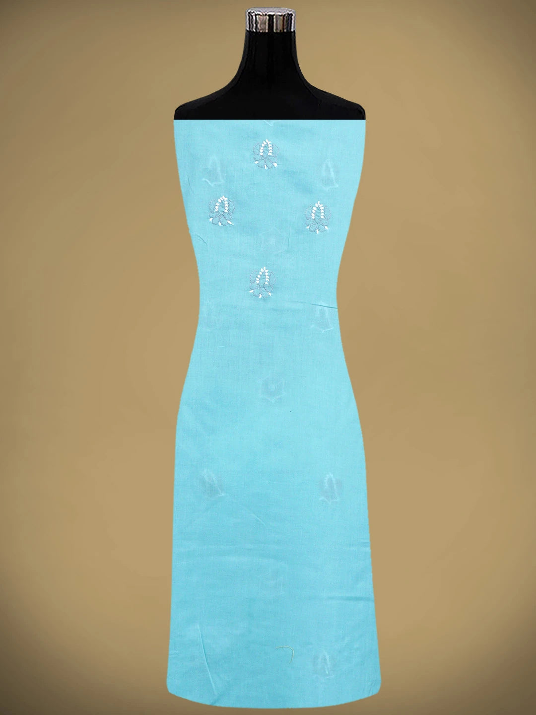 Ada Hand Embroidered Sky Blue Cotton Lucknowi Chikankari Unstitched Suit Piece 01A879291