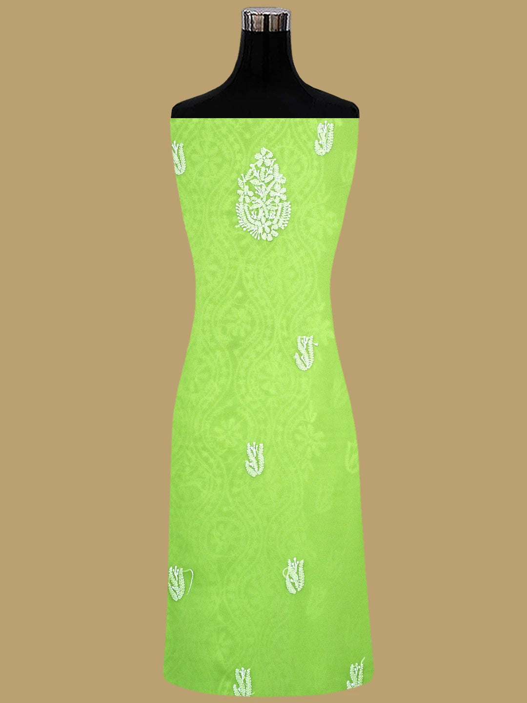 Ada Hand Embroidered Lime Green Georgette Lucknowi Chikankari Unstitched Suit Piece 01A793439