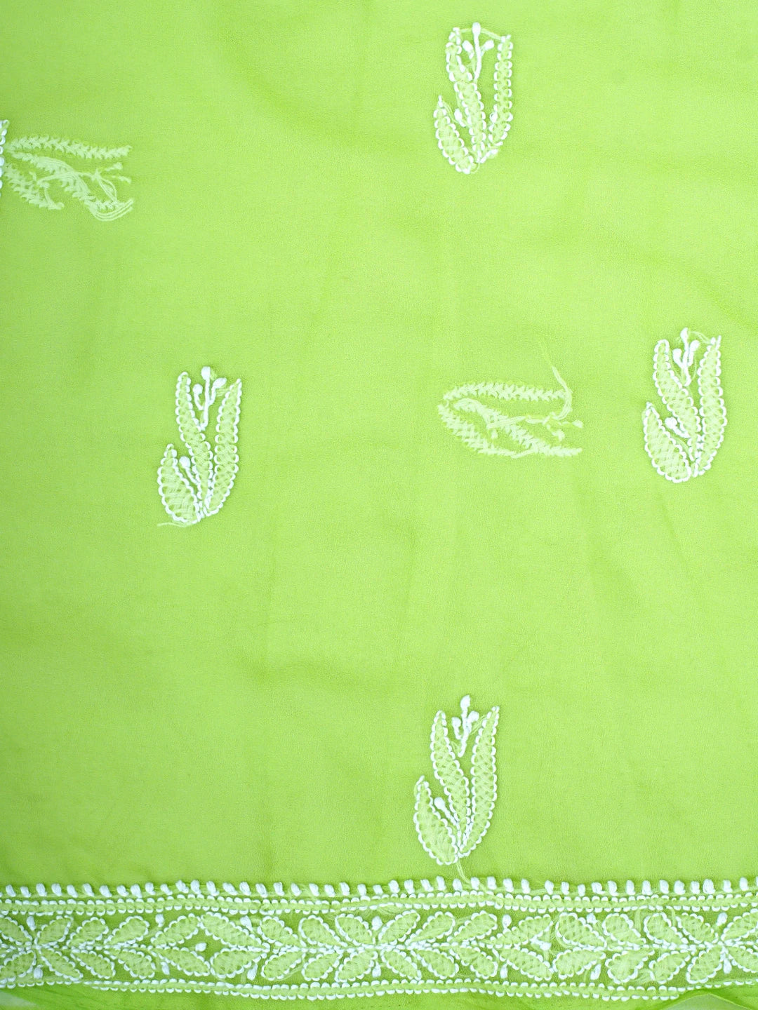 Ada Hand Embroidered Lime Green Georgette Lucknowi Chikankari Unstitched Suit Piece 01A793439