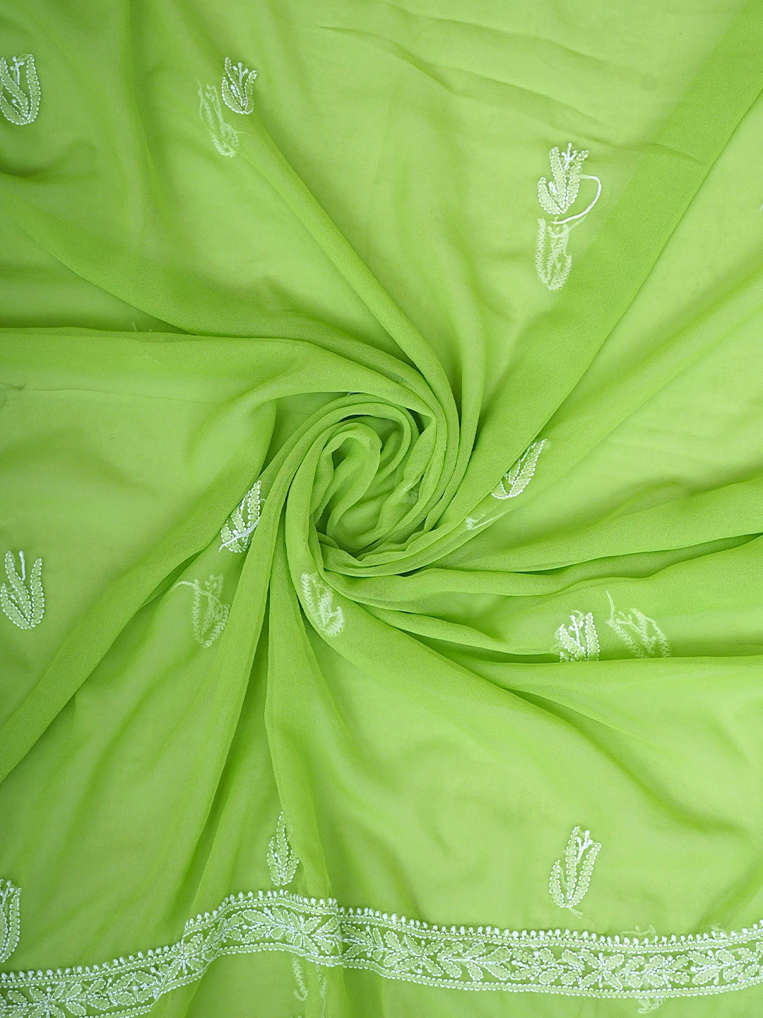Ada Hand Embroidered Lime Green Georgette Lucknowi Chikankari Unstitched Suit Piece 01A793439