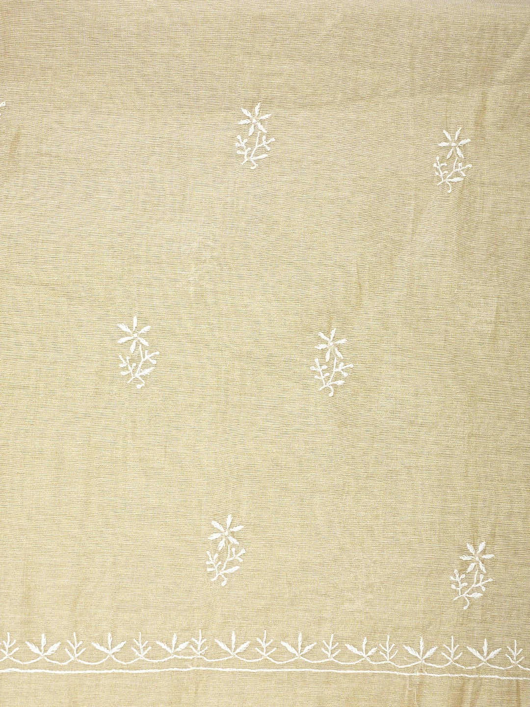 Ada Hand Embroidered Fawn Tissue Lucknowi Chikankari Unstitched Kurta Dupatta Set 01A912328