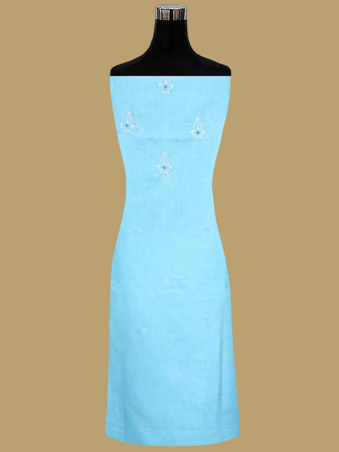 Ada Hand Embroidered Blue Cotton Lucknowi Chikankari Unstitched Suit Piece 01A564627