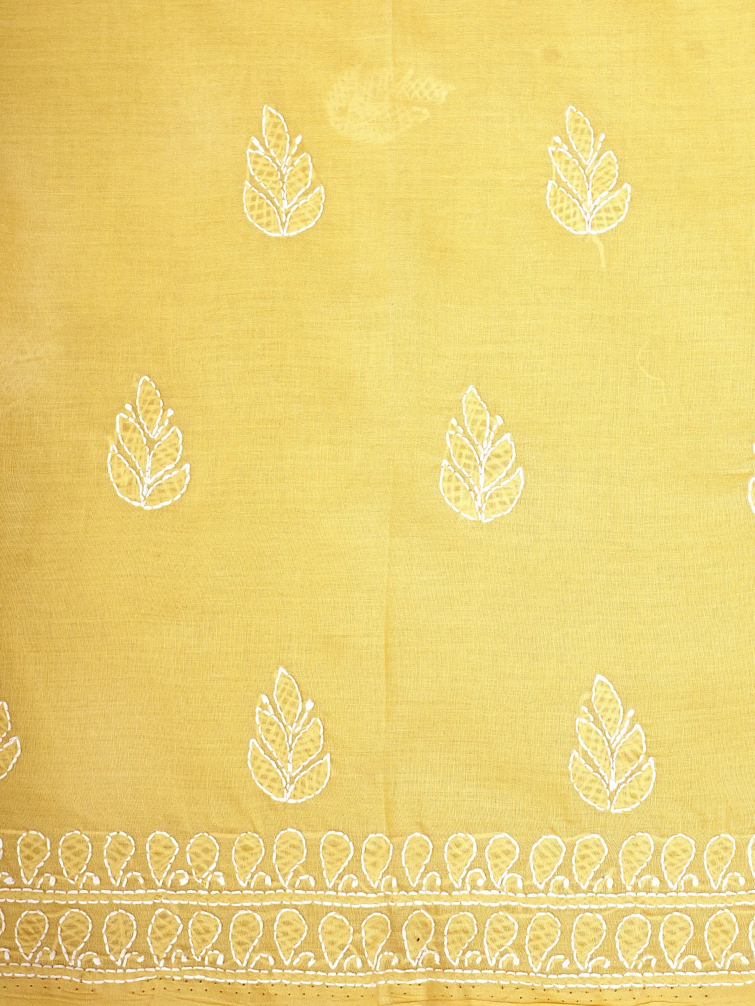 Ada Hand Embroidered Yellow Cotton Lucknowi Chikankari Unstitched Suit Piece 01A581809