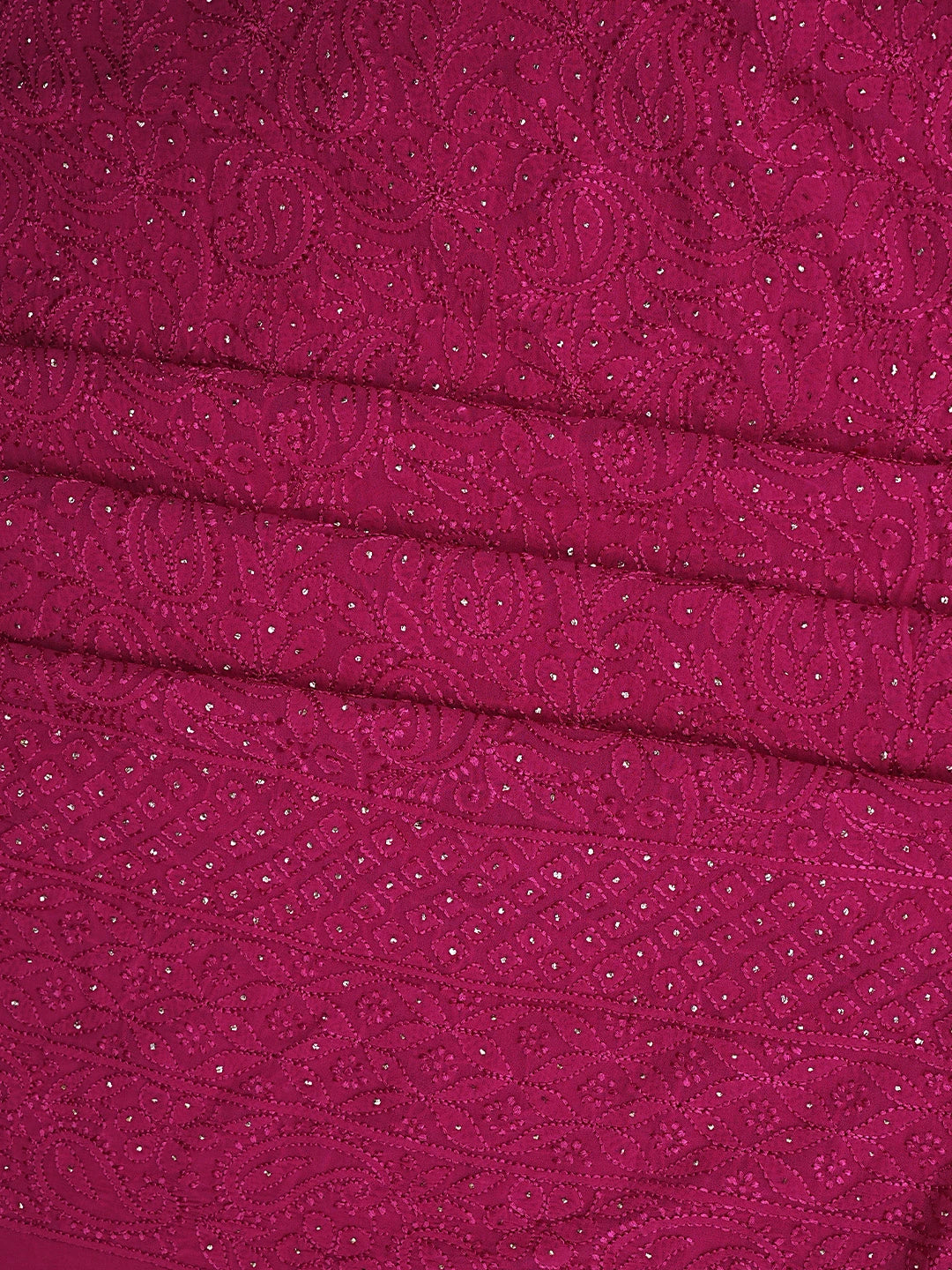 Ada Hand Embroidered Magenta Viscose Georgette Lucknowi Chikankari Unstitched Kurta Dupatta Set With Mukaish/Muqaish Work 01A933361