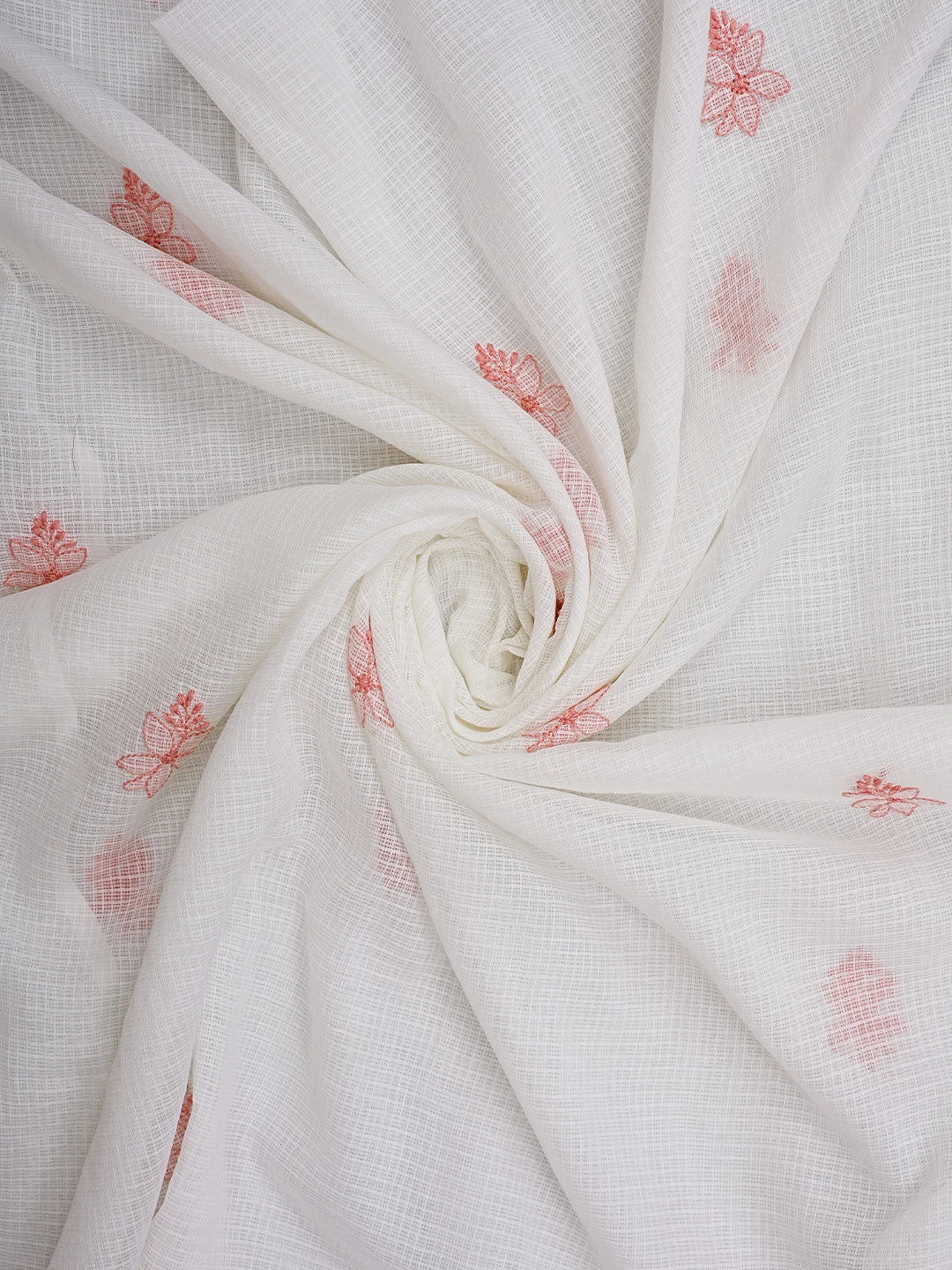 Ada Hand Embroidered White Kota Lucknowi Chikankari Semi-stitched Kurta Dupatta Set 01A919716