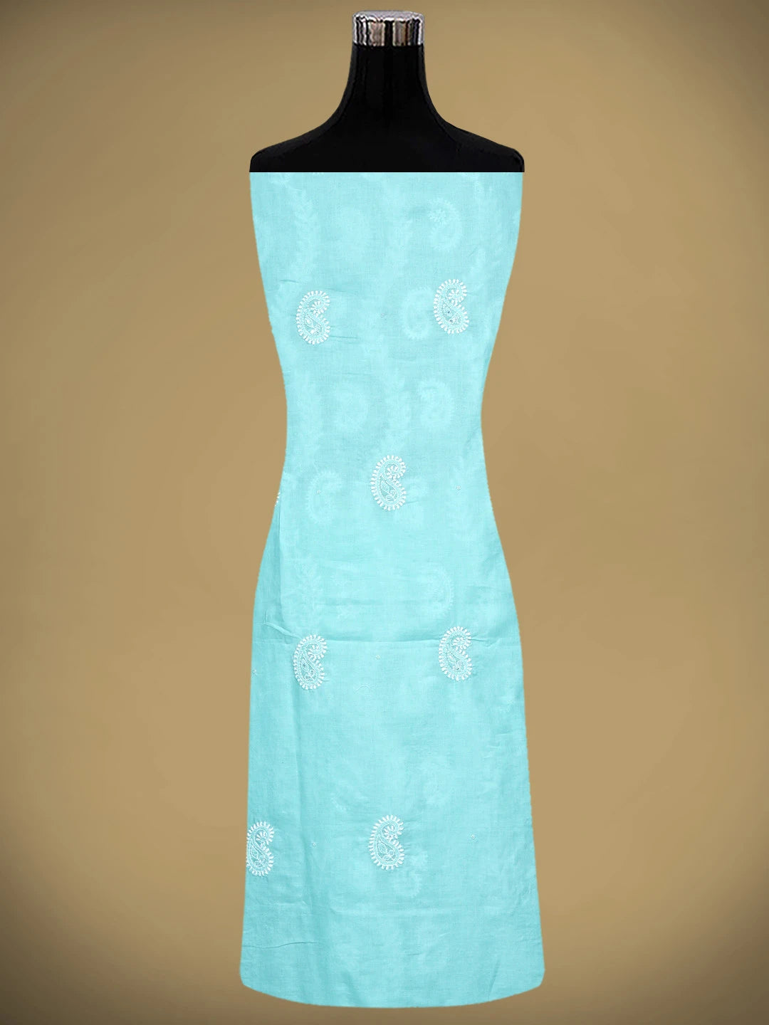Ada Hand Embroidered Blue Cotton Lucknowi Chikankari Unstitched Suit Piece With Cutdana Work 01A861439