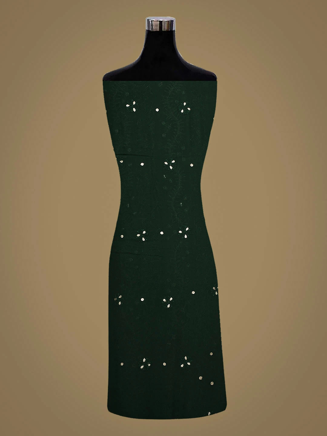 Ada Hand Embroidered Dark Green Viscose Georgette Lucknowi Chikankari Unstitched Kurta Dupatta Set With Pearl Work 01A405972