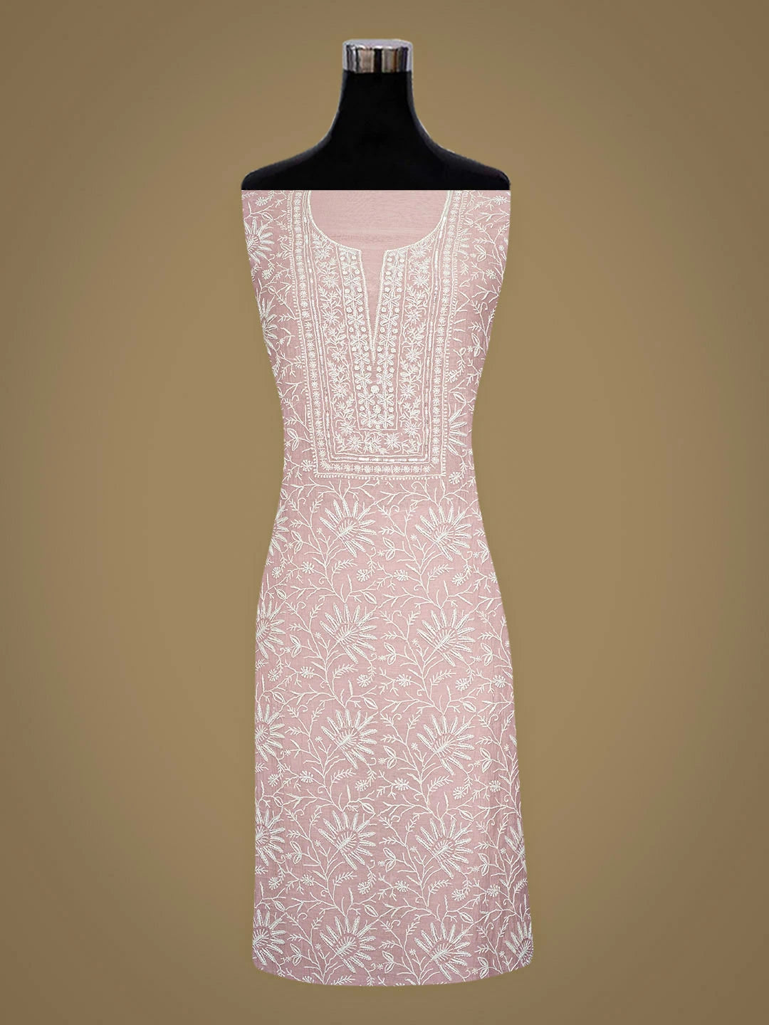 Ada Hand Embroidered Lavender Chanderi Lucknowi Chikankari Unstitched Kurta Dupatta Set With Cutdana Work 01A934923