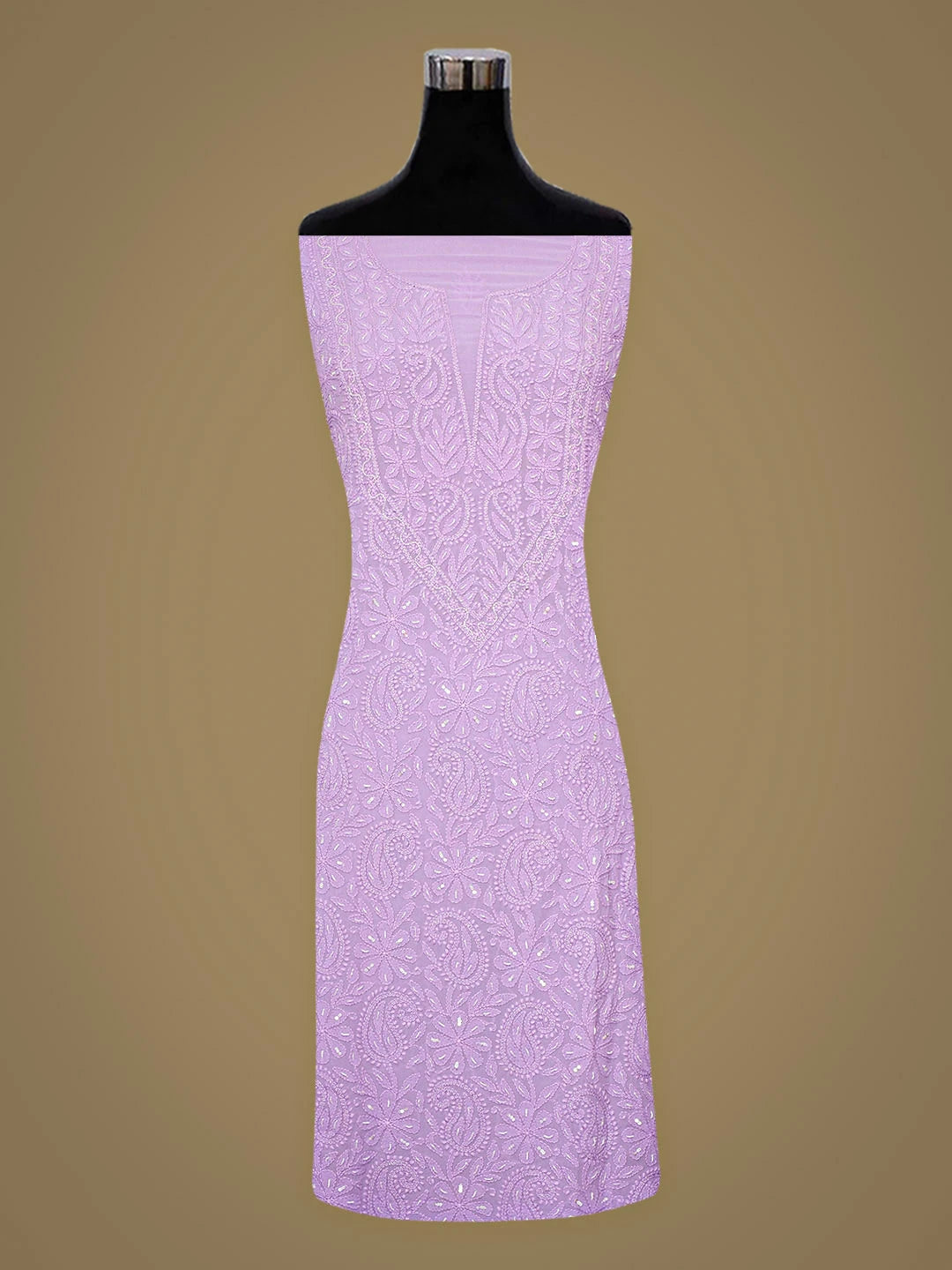 Ada Hand Embroidered Mauve Viscose Georgette Lucknowi Chikankari Unstitched Kurta Dupatta Set With Cutdana Work 01A933515