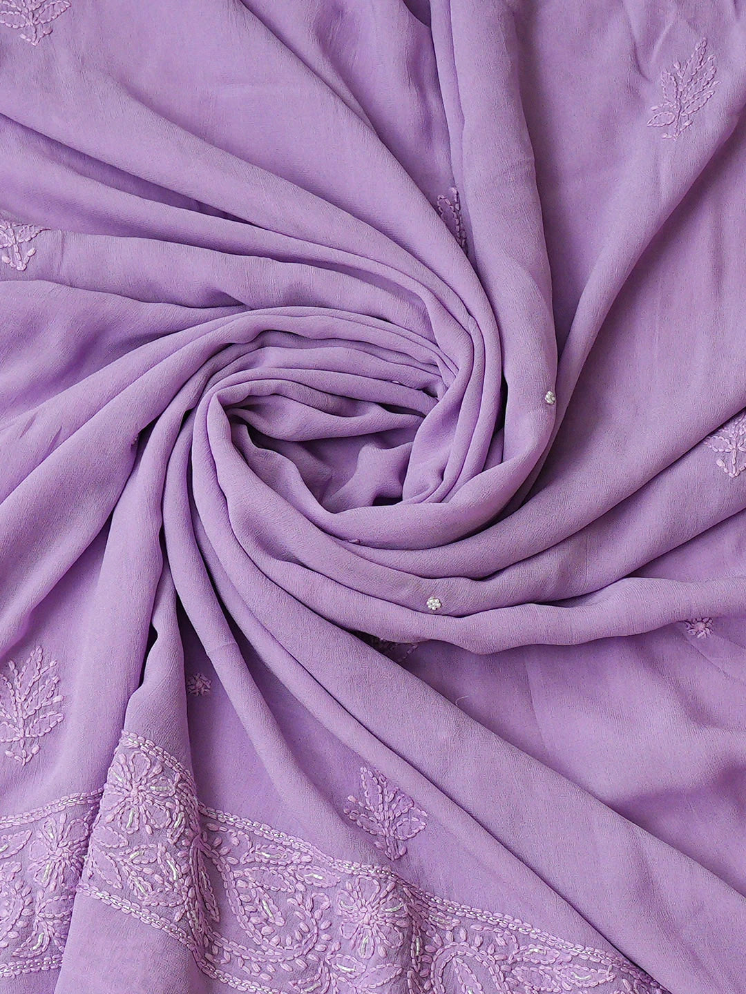 Ada Hand Embroidered Mauve Viscose Georgette Lucknowi Chikankari Unstitched Kurta Dupatta Set With Cutdana Work 01A933515