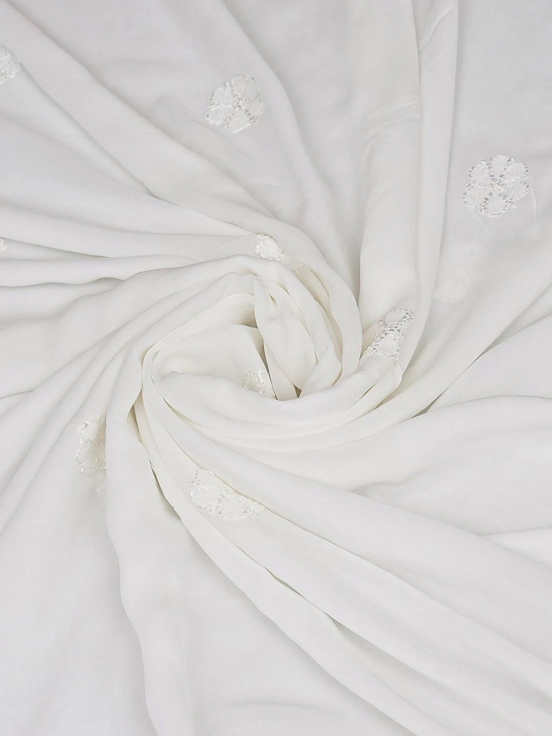 Ada Hand Embroidered White Viscose Georgette Lucknowi Chikankari Dupatta 01A897489