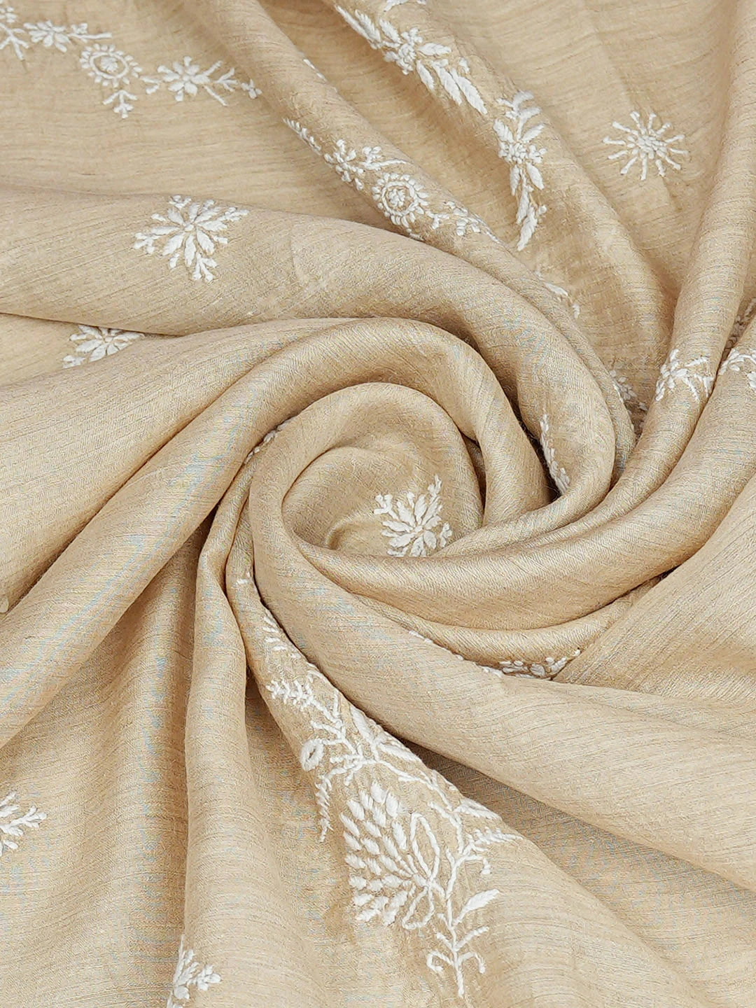 Ada Hand Embroidered Fawn Moonga Silk Lucknowi Chikankari Dupatta 01A881926