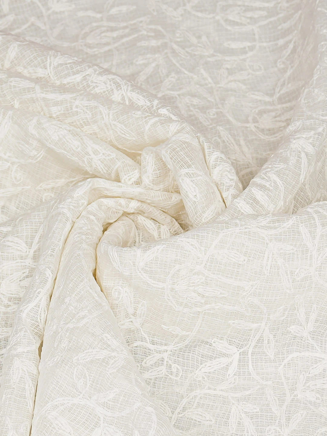Ada Hand Embroidered White kota Lucknowi Chikankari Dupatta 01A821019