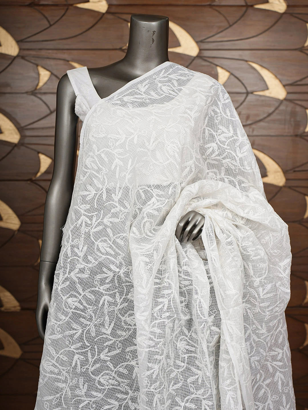 Ada Hand Embroidered White kota Lucknowi Chikankari Dupatta 01A821019