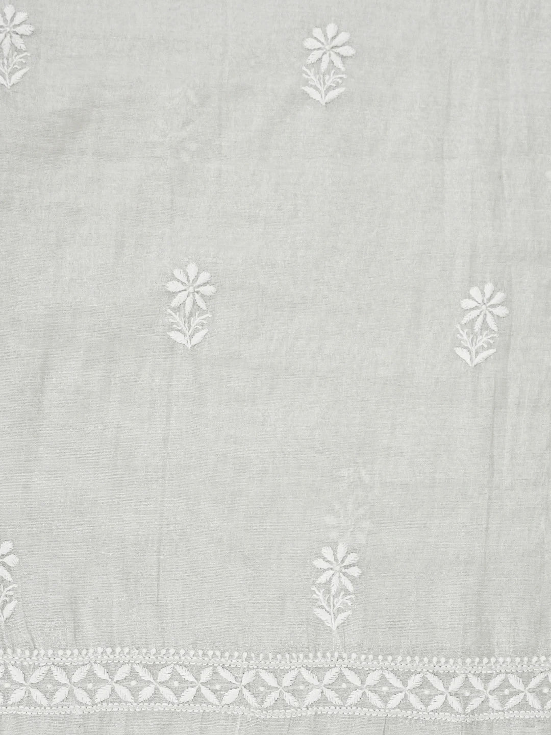 Ada Hand Embroidered Grey Tissue Lucknowi Chikankari Unstitched Kurta Dupatta Set 01A901655