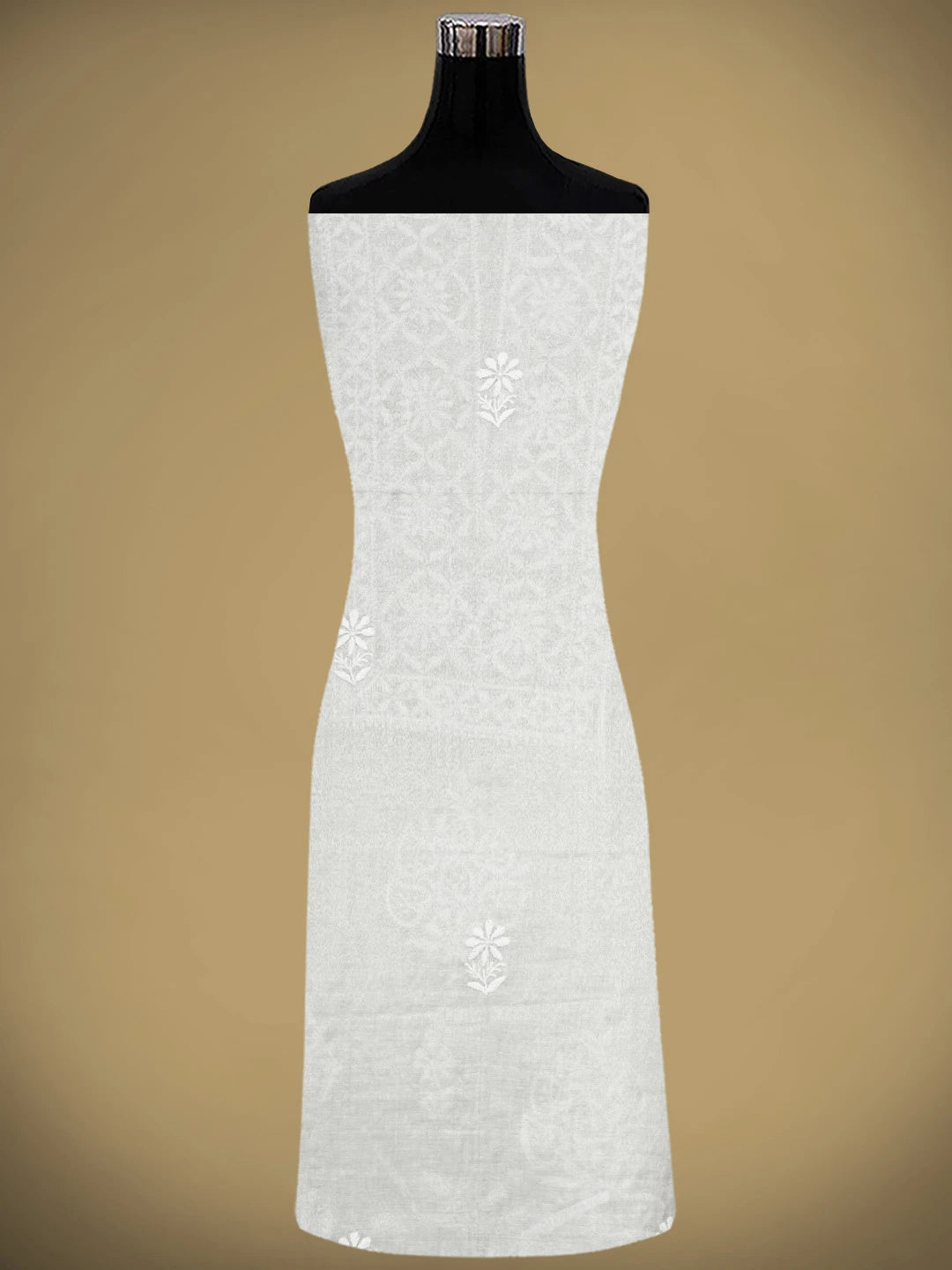 Ada Hand Embroidered Grey Tissue Lucknowi Chikankari Unstitched Kurta Dupatta Set 01A901655