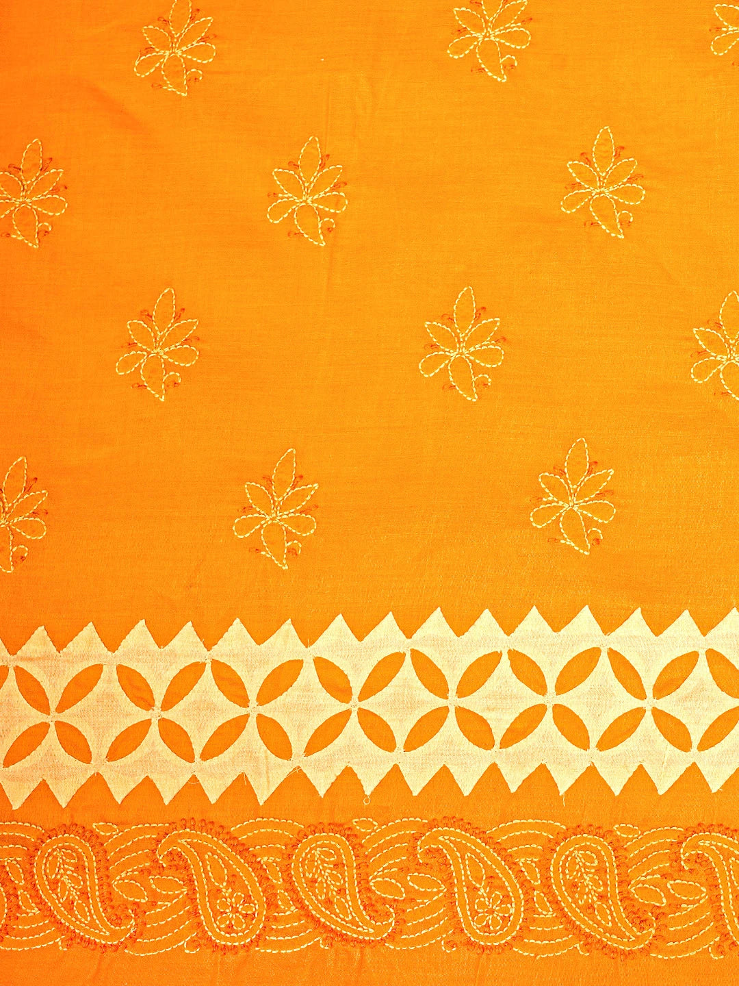 Ada Hand Embroidered Mustard Cotton Lucknowi Chikankari Unstitched Suit Piece 01A723402