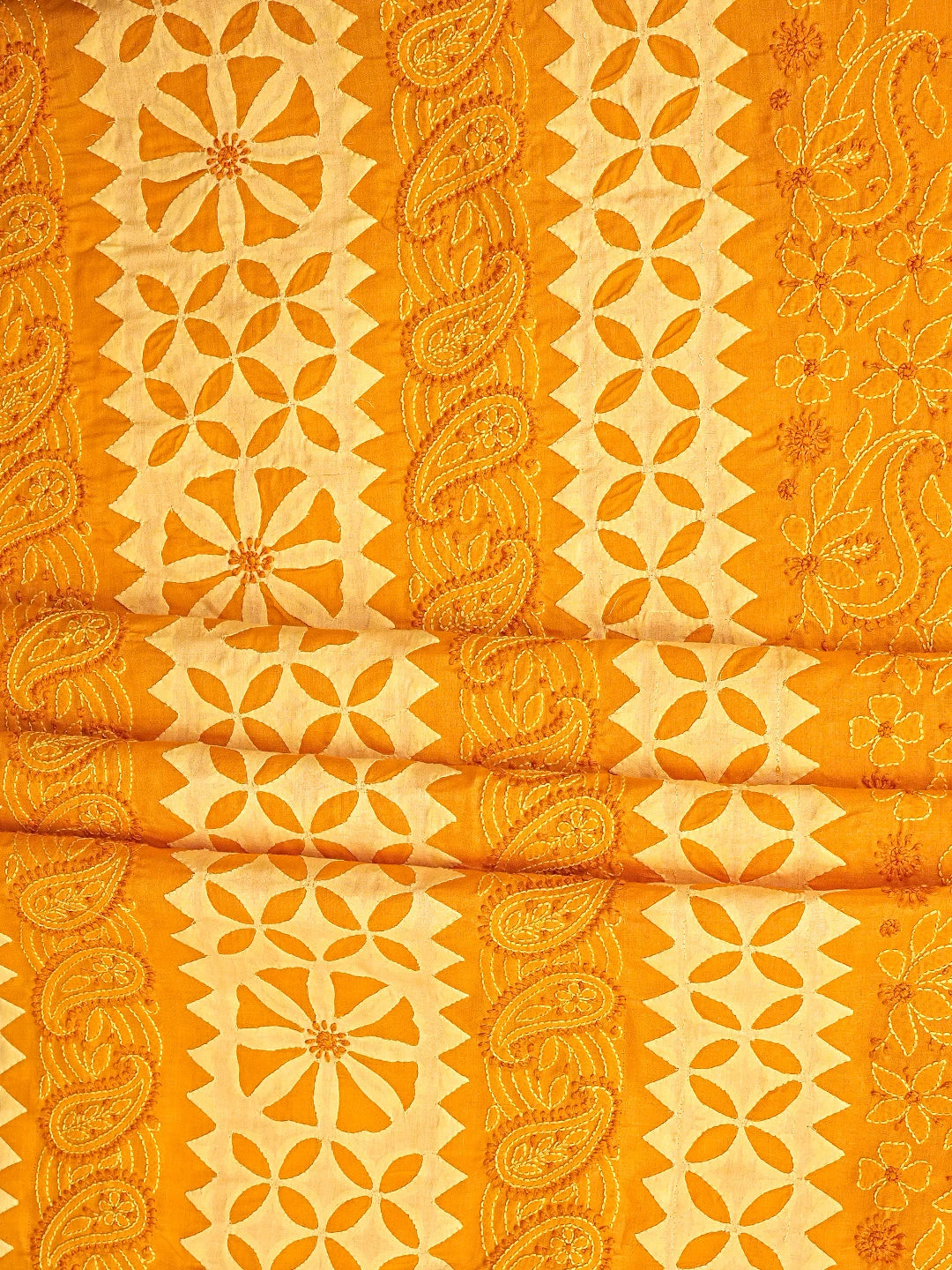 Ada Hand Embroidered Mustard Cotton Lucknowi Chikankari Unstitched Suit Piece 01A723402