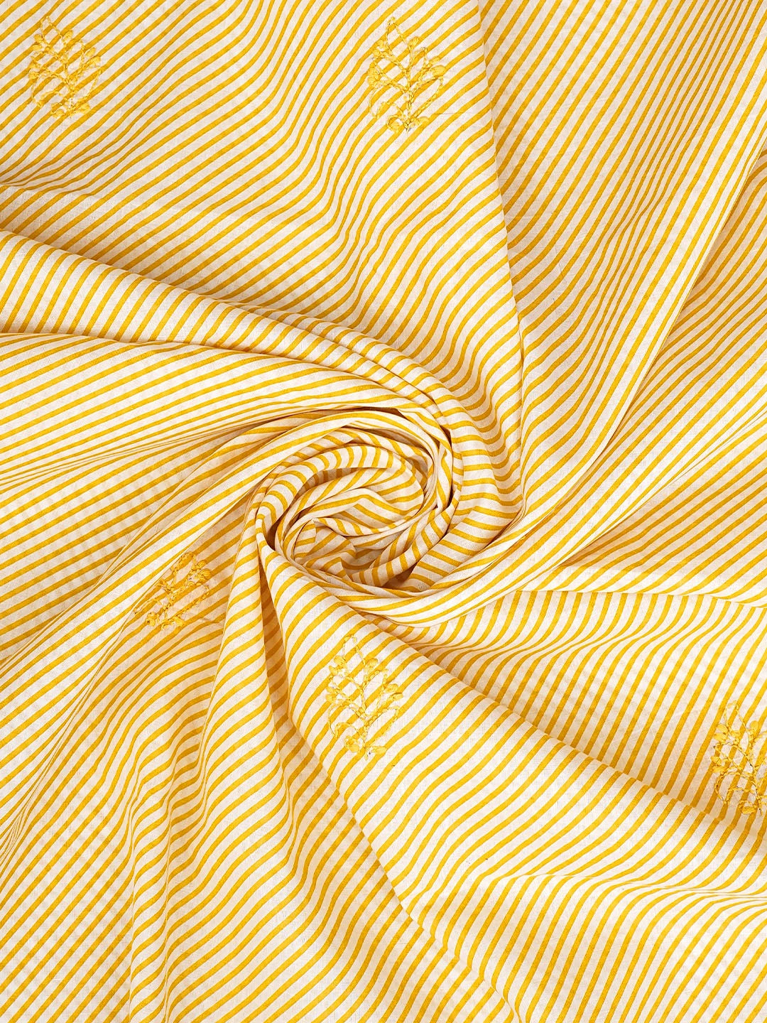 Ada Hand Embroidered Yellow Cotton Lucknowi Chikankari Unstitched Suit Piece 01A705368