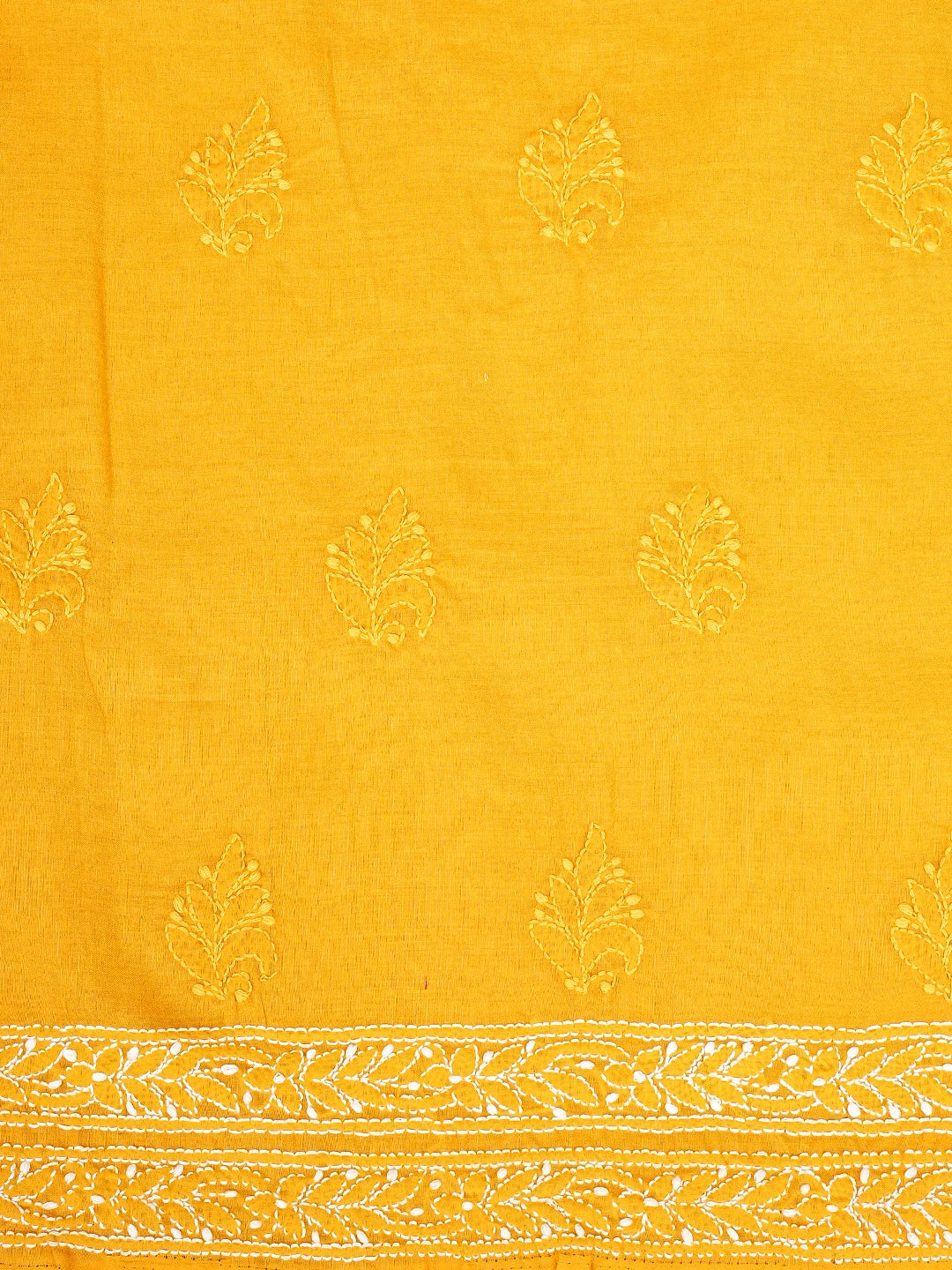 Ada Hand Embroidered Yellow Cotton Lucknowi Chikankari Unstitched Suit Piece 01A705368