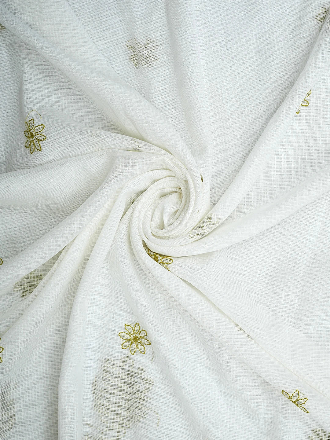 Ada Hand Embroidered Off White Kota Lucknowi Chikankari Unstitched Kurta Dupatta Set 01A876905