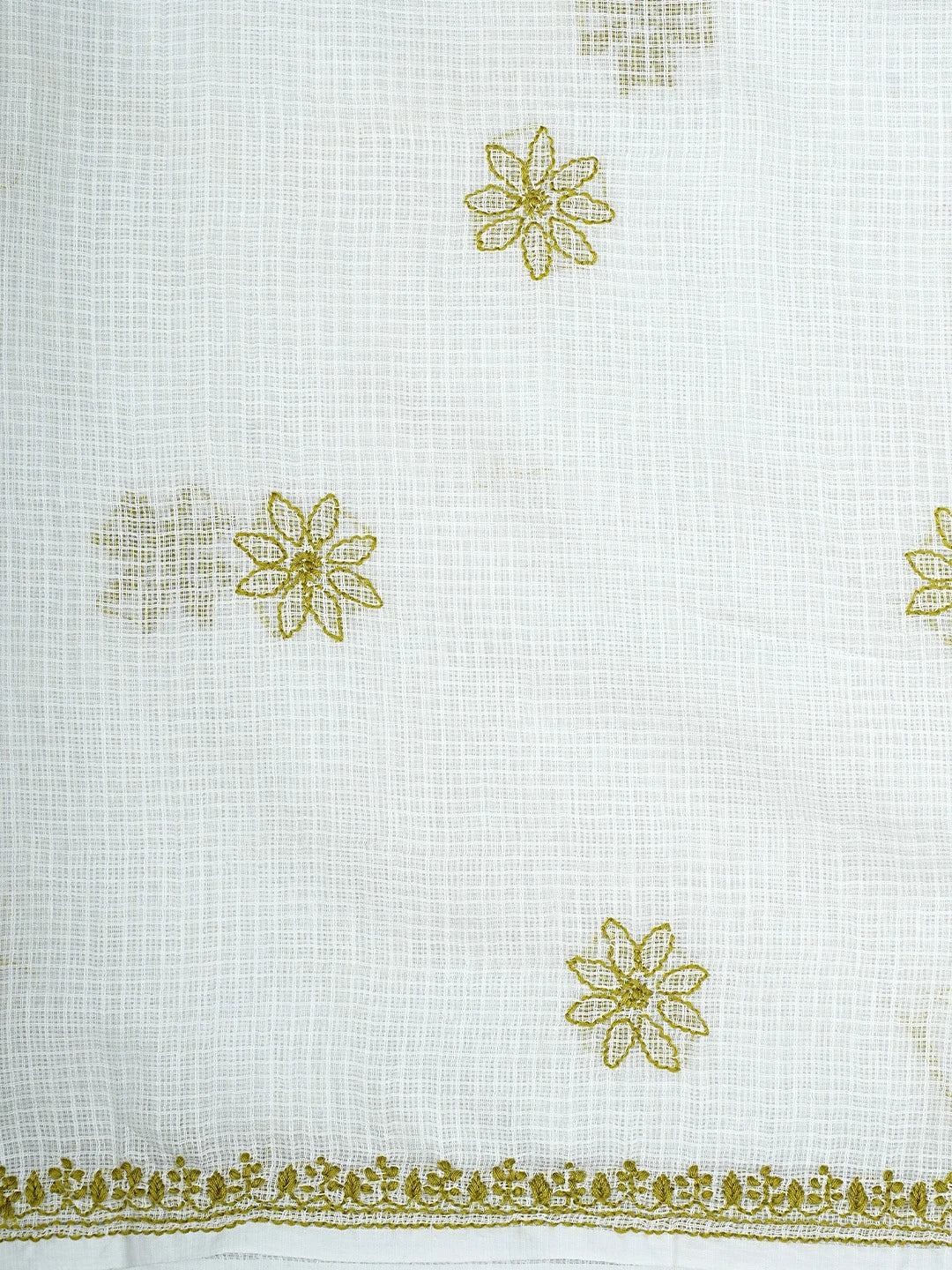 Ada Hand Embroidered Off White Kota Lucknowi Chikankari Unstitched Kurta Dupatta Set 01A876905