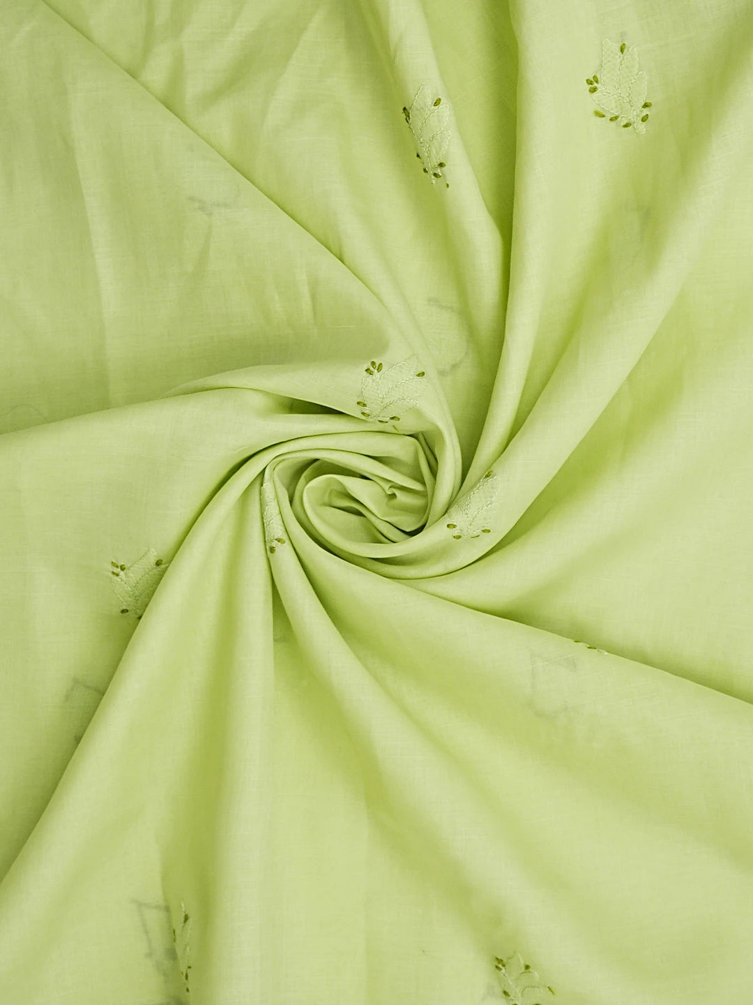 Ada Hand Embroidered Lime Moss Green Cotton Lucknowi Chikankari Unstitched Suit Piece 01A845228