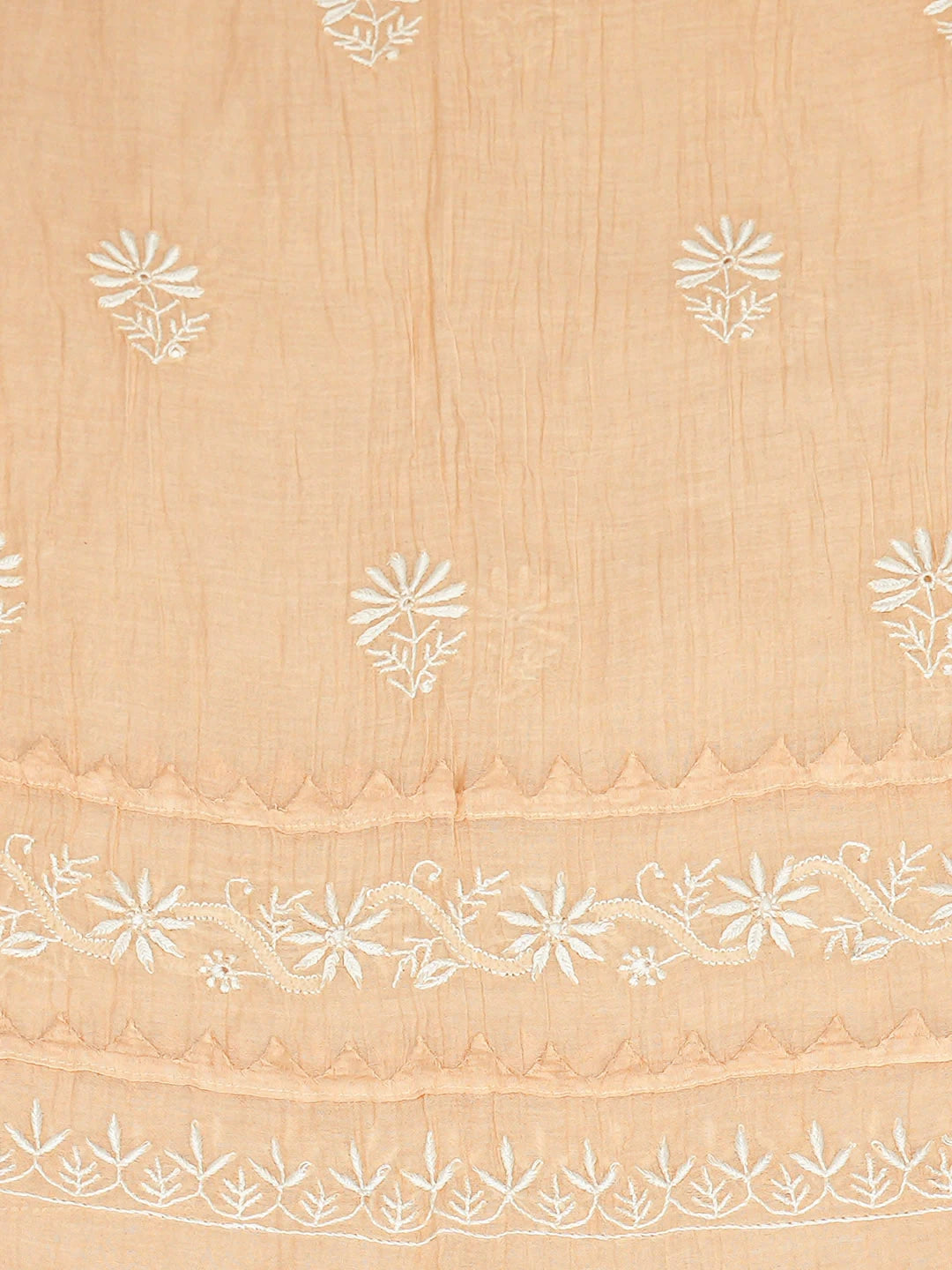 Ada Hand Embroidered Fawn Chanderi Lucknowi Chikankari Semi-stitched Kurta Dupatta Set 01A935877
