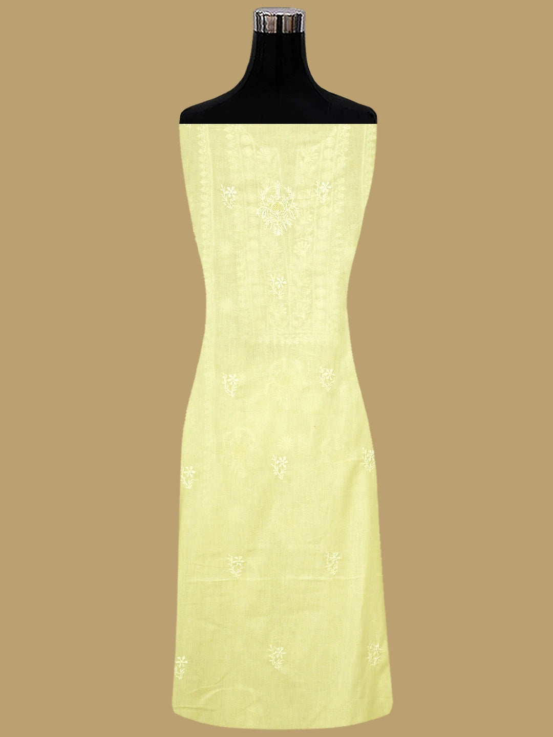 Ada Hand Embroidered Lemon Cotton Lucknowi Chikankari Unstitched Suit Piece 01A514338