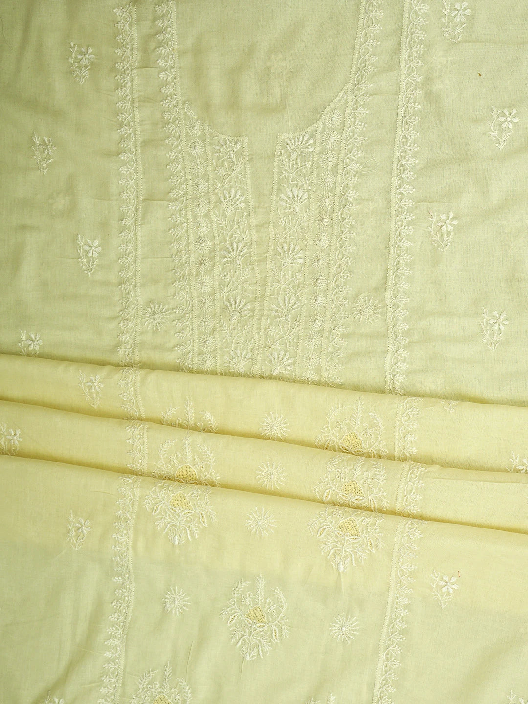 Ada Hand Embroidered Lemon Cotton Lucknowi Chikankari Unstitched Suit Piece 01A514338